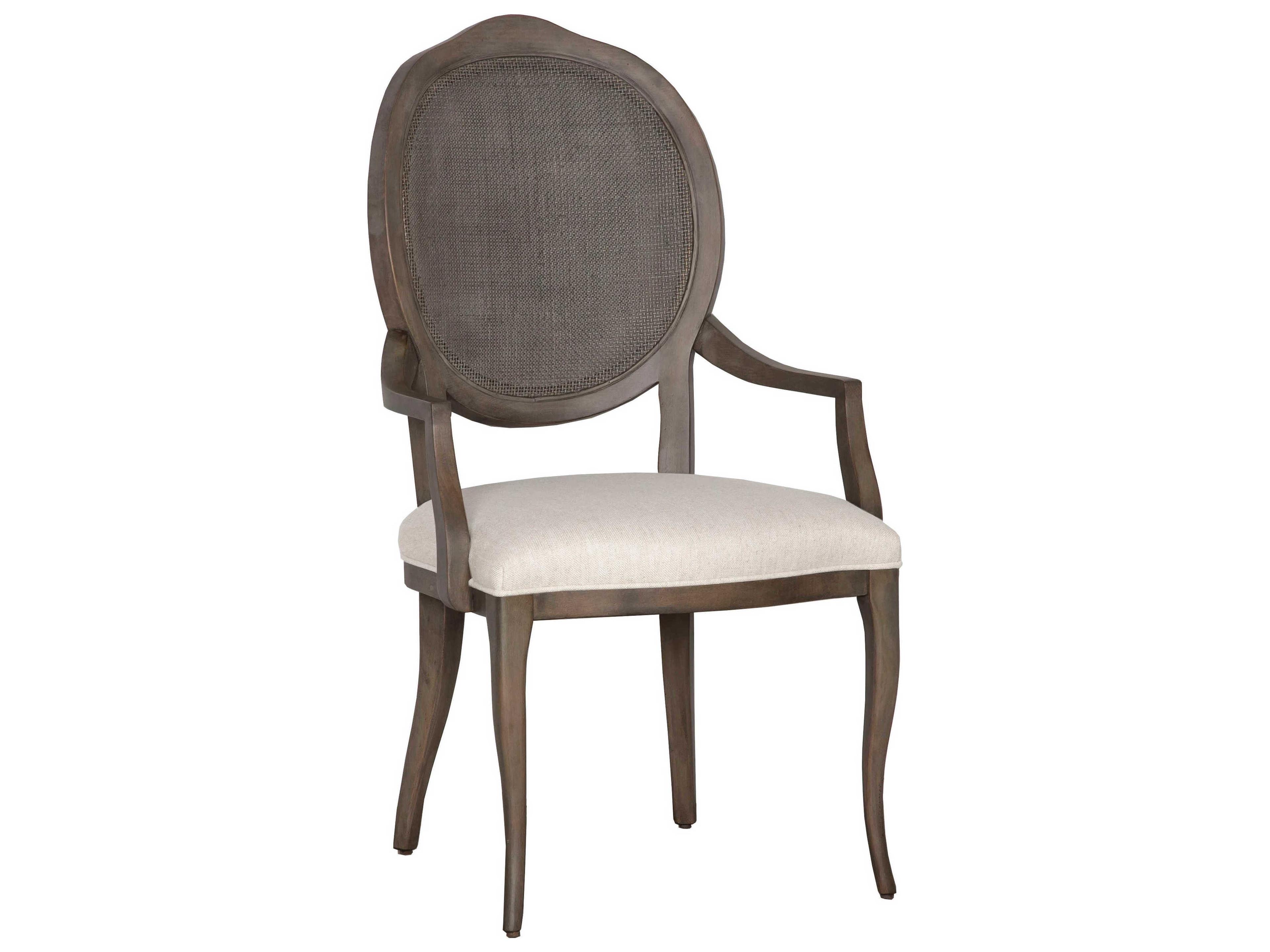 Beech Wood Brown Upholstered Arm Dining Chair
