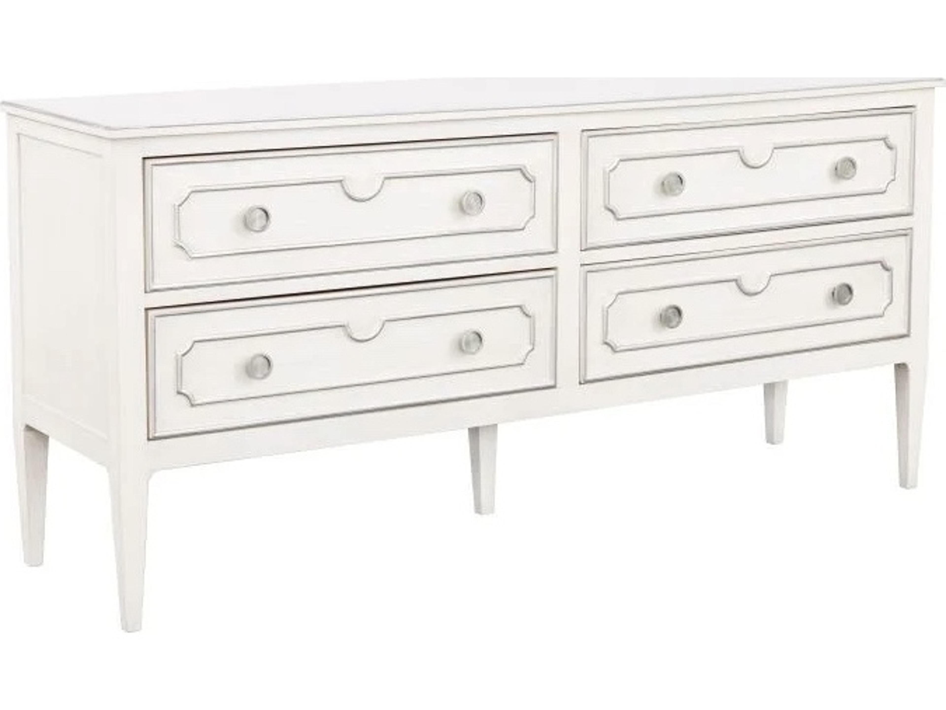 Monogram 4-Drawers White Walnut Wood Double Dresser