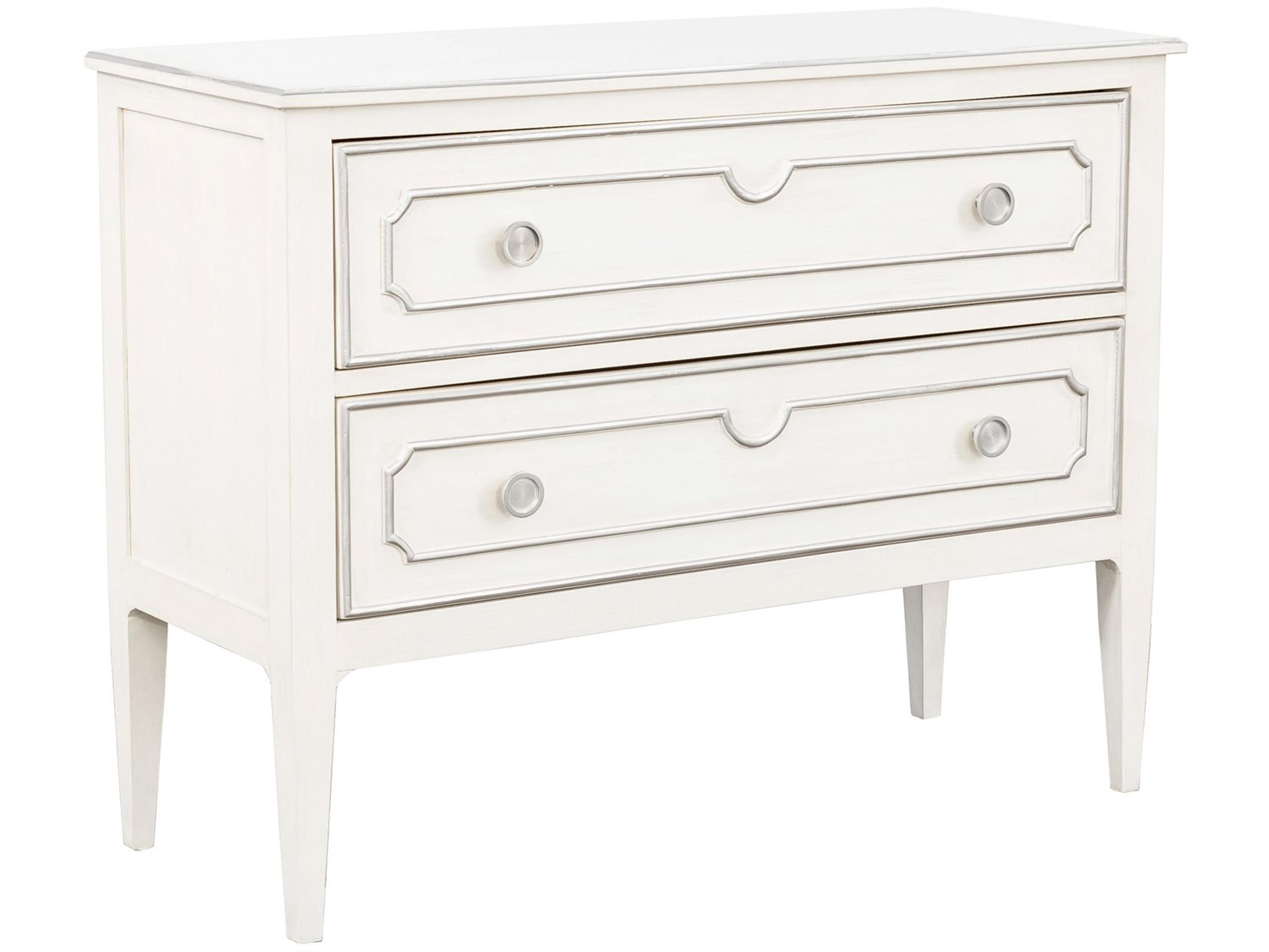 Monogram 2-Drawers White Walnut Wood Nightstand