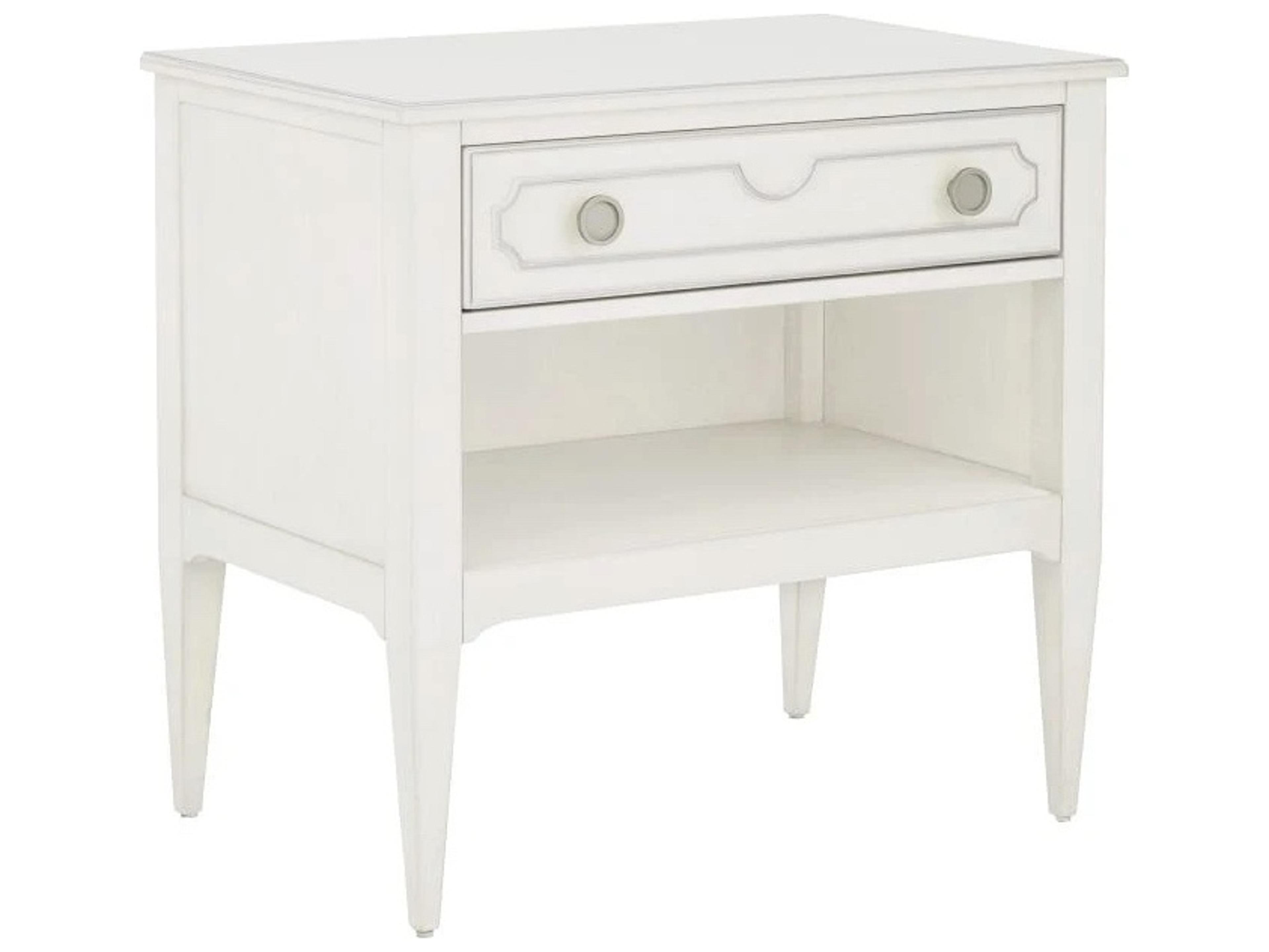 Monogram 1-Drawer White Walnut Wood Nightstand