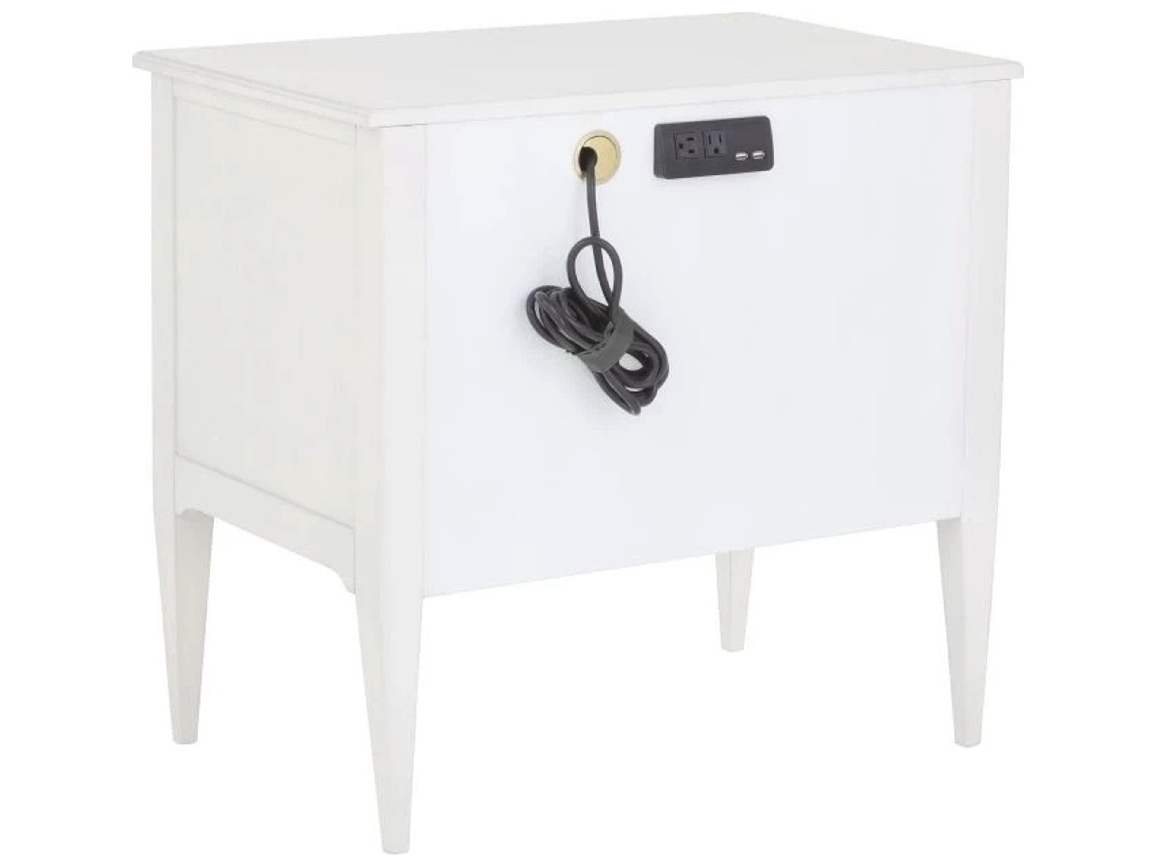 Fairfield Chair Monogram 1-Drawer White Walnut Wood Nightstand