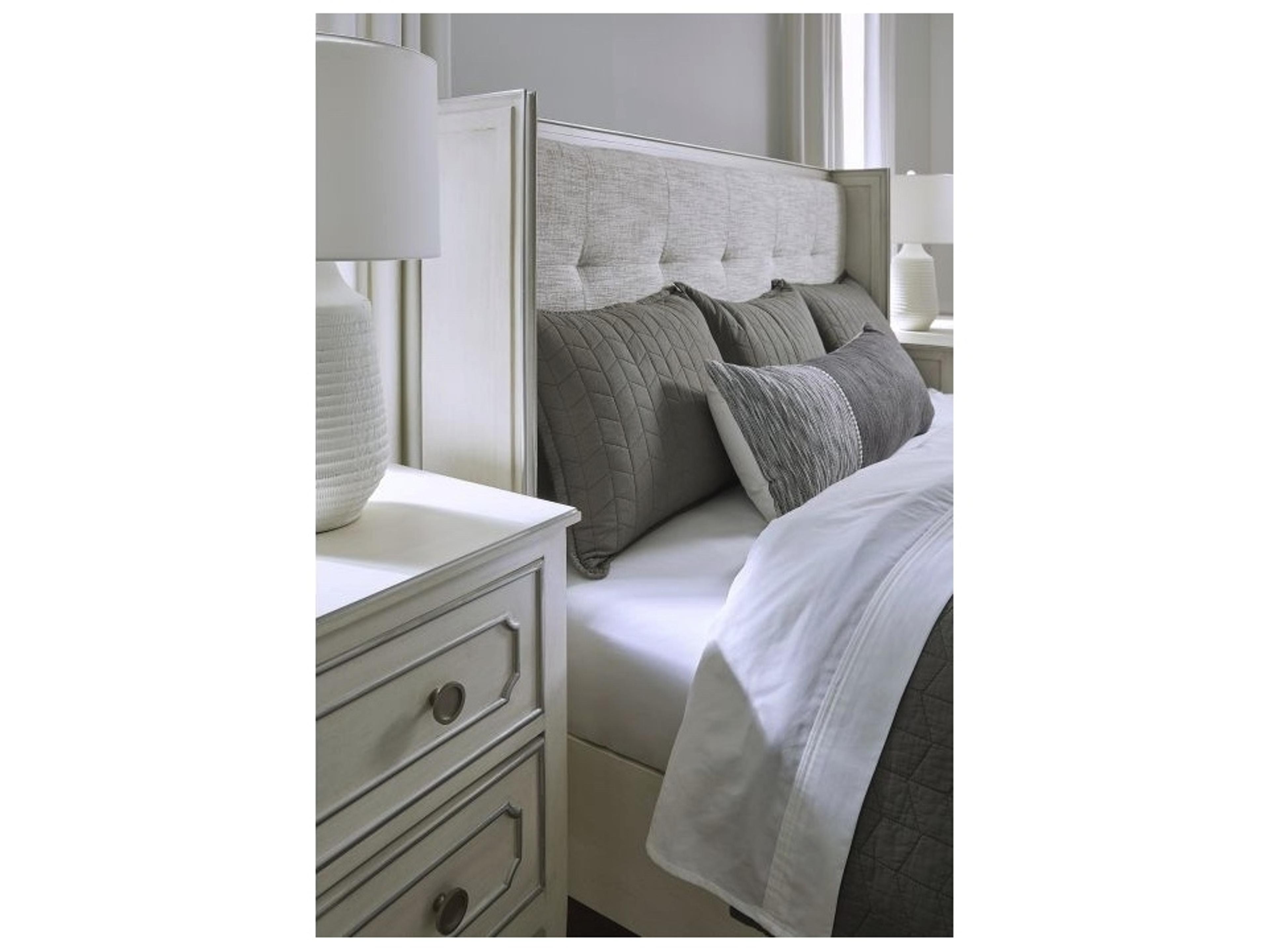 Fairfield Chair Monogram Gray Walnut Wood Queen Platform Bed