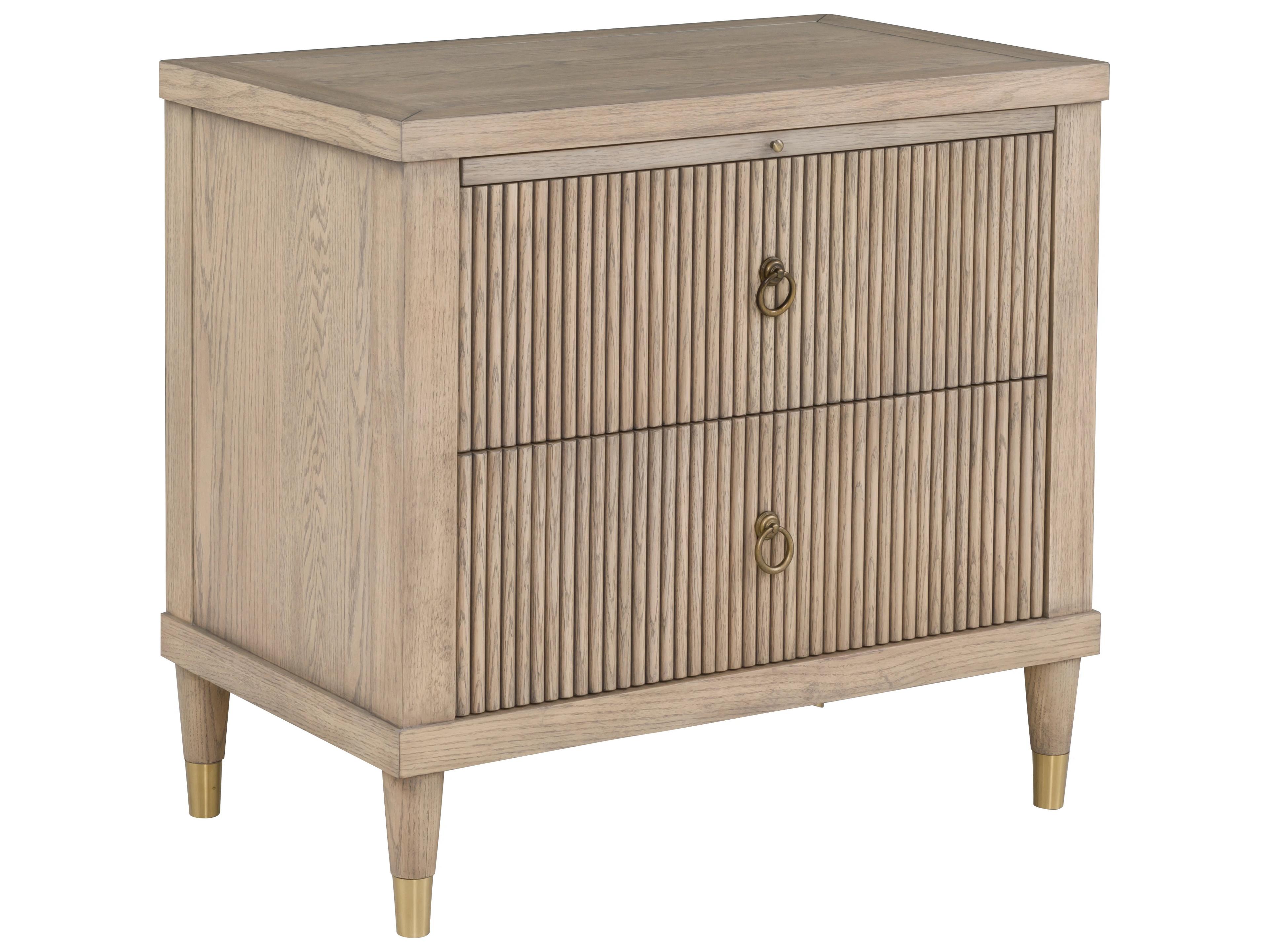 Everettmonogram 2-Drawers Natural Oak Wood Nightstand