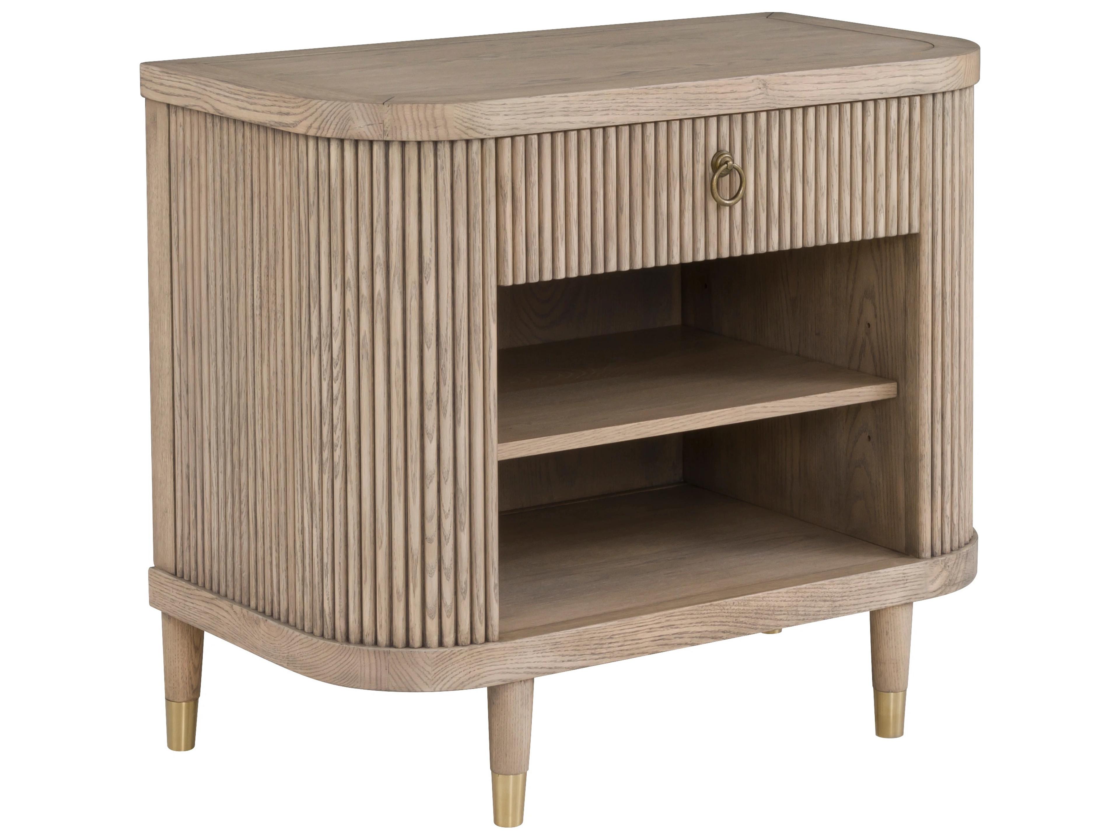 Everettmonogram 1-Drawer Natural Solid Wood Nightstand