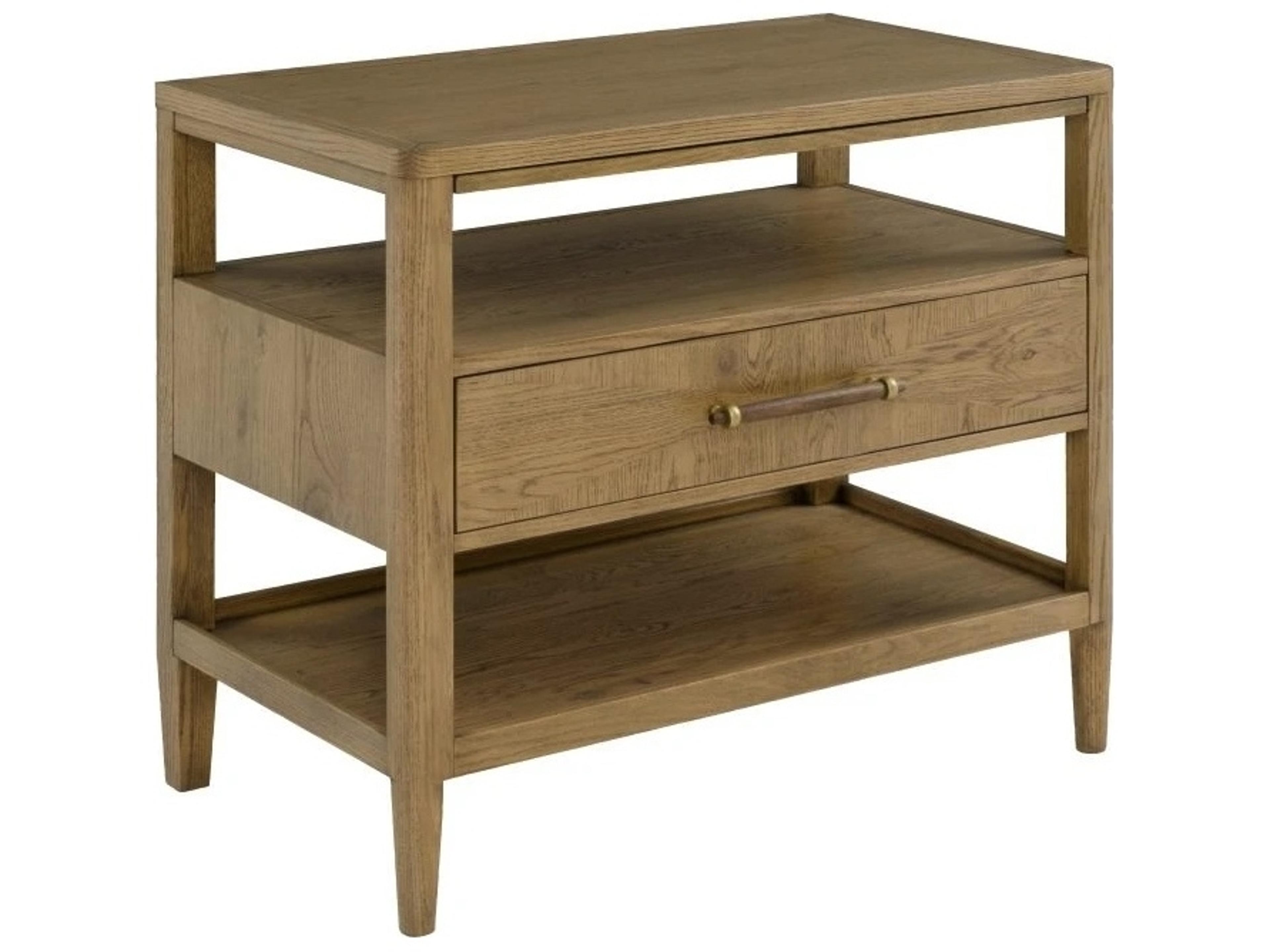 Monogram 1-Drawer Natural Oak Wood Nightstand