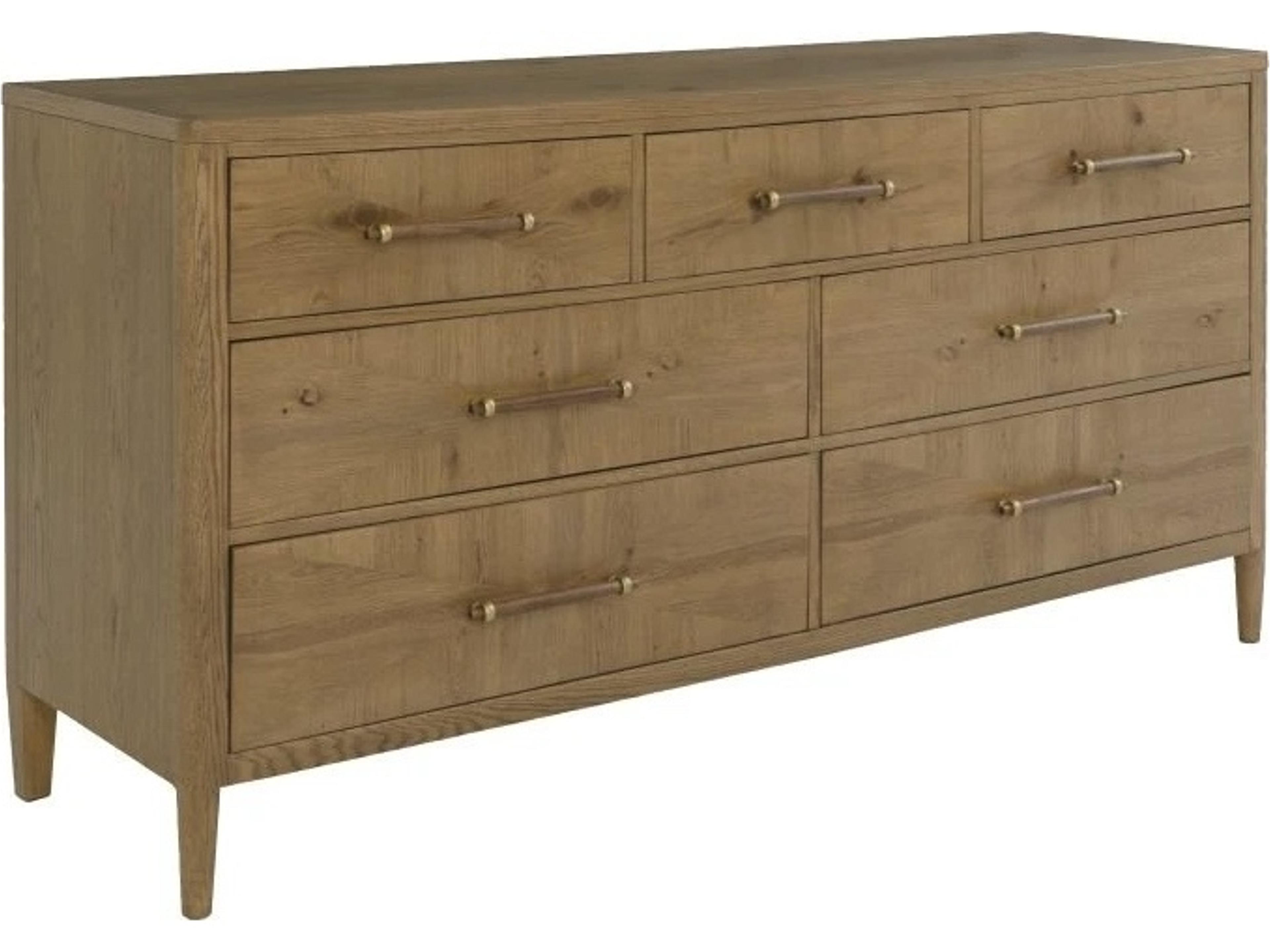 Monogram 7-Drawers Natural Oak Wood Double Dresser