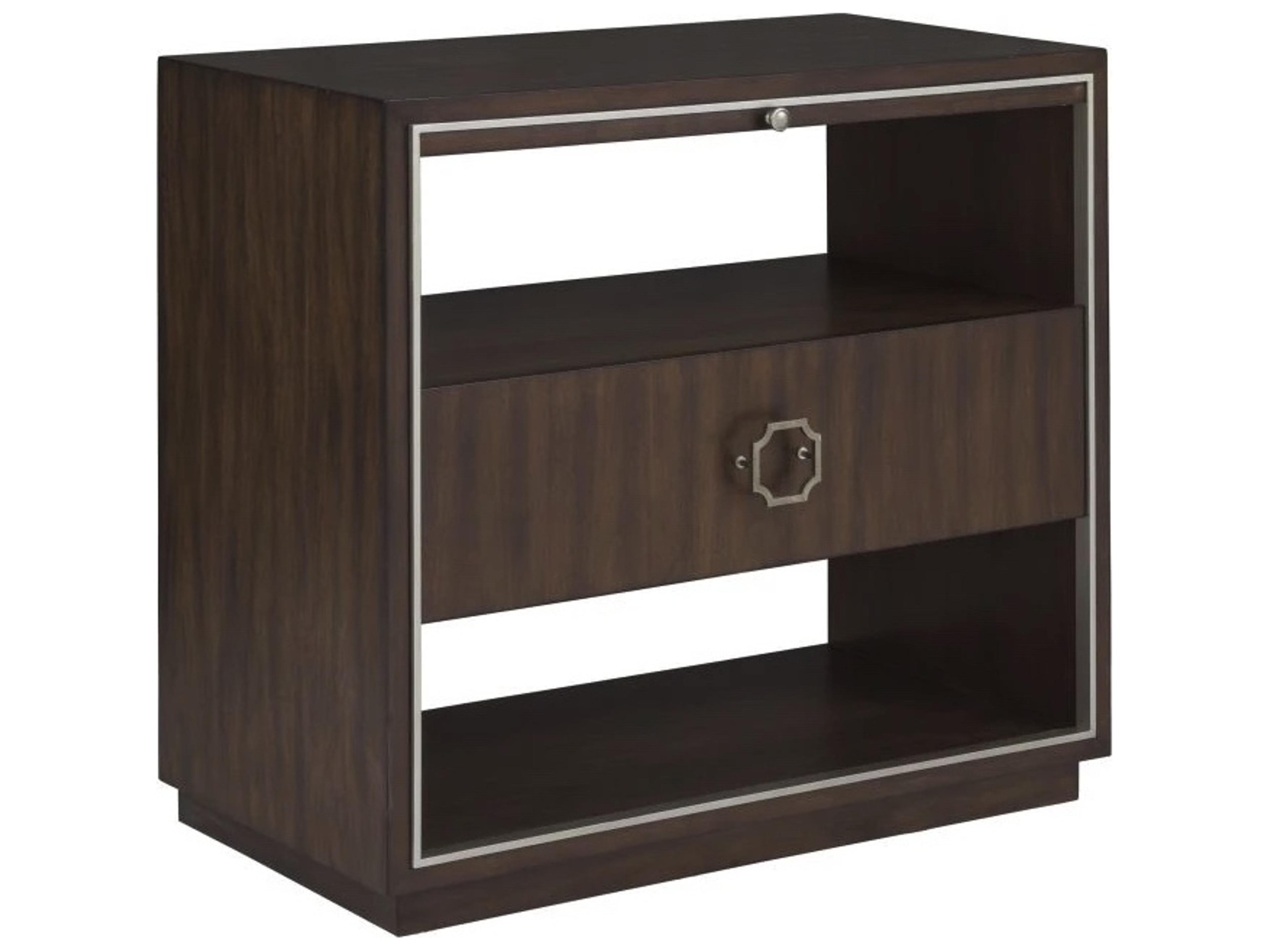 Monogram 1-Drawer Brown Walnut Wood Nightstand