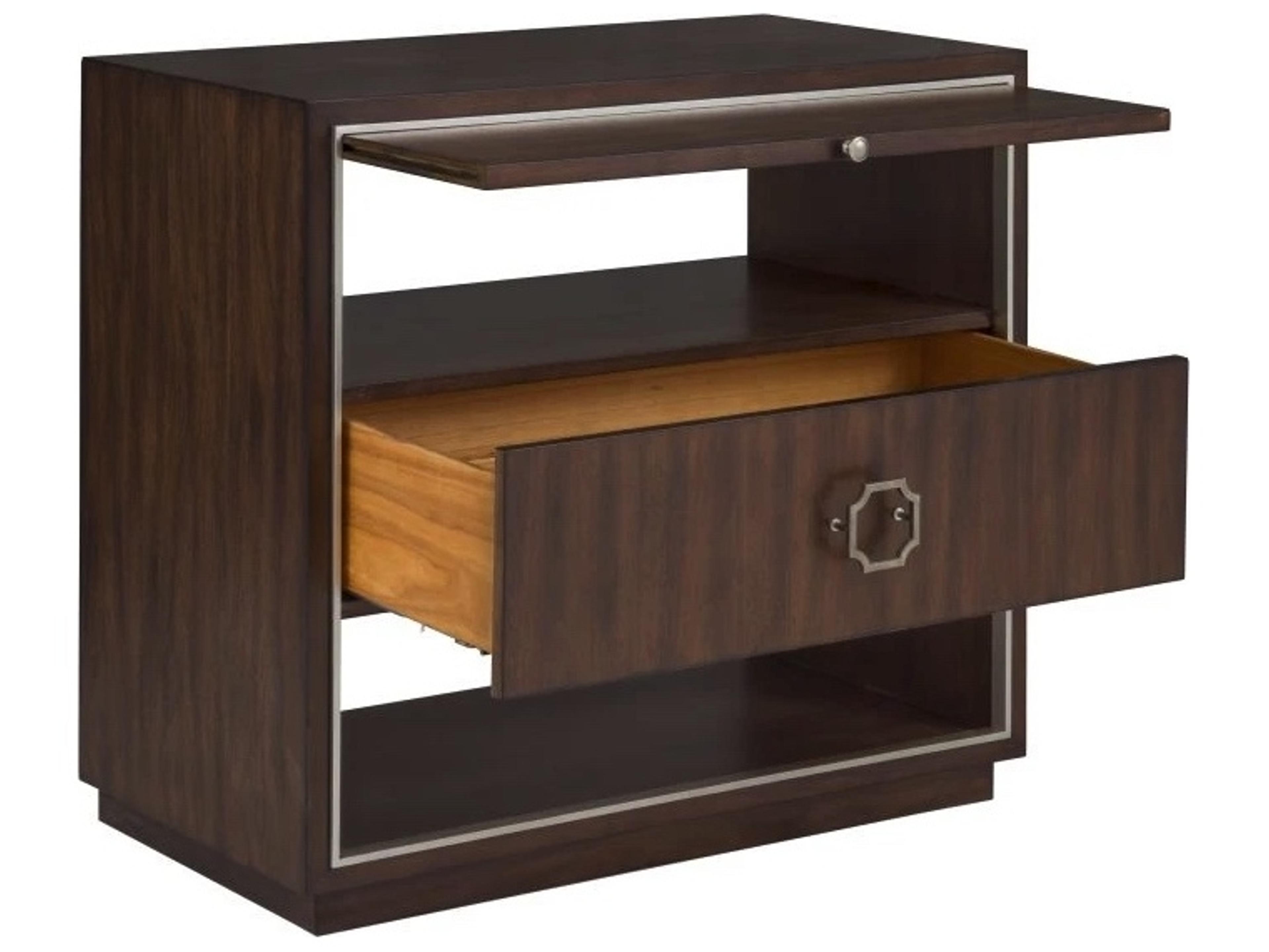 Fairfield Chair Monogram 1-Drawer Brown Walnut Wood Nightstand