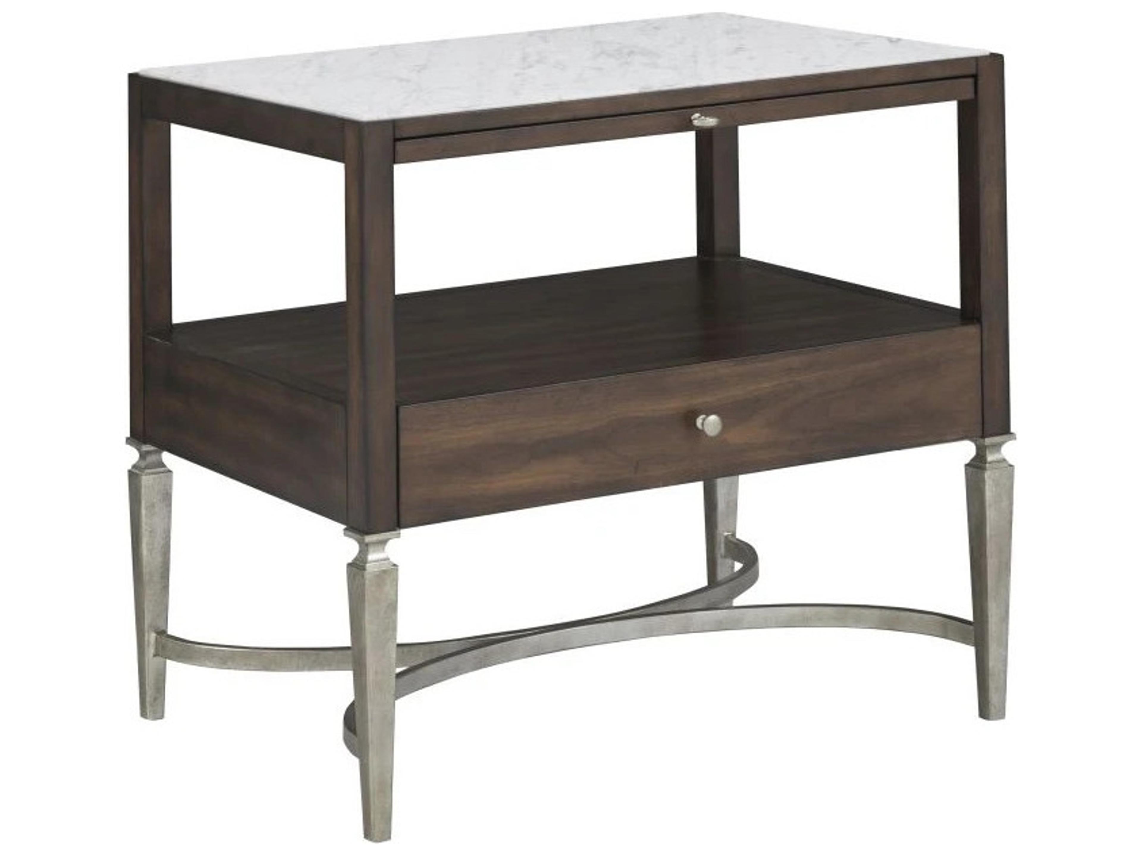 Monogram 1-Drawer Brown Walnut Wood Nightstand