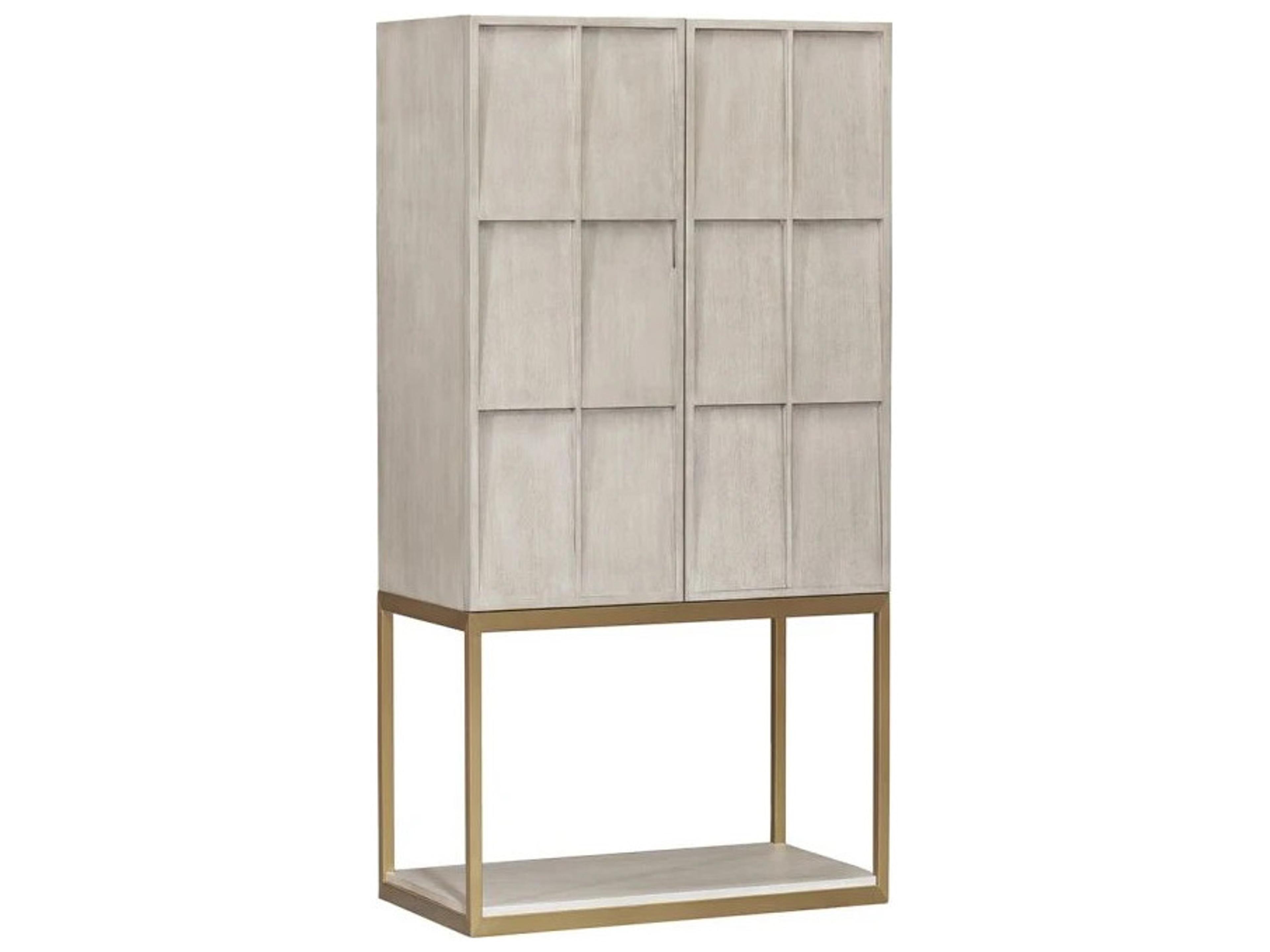 Monogram Beige Ash Wood Bar Cabinet