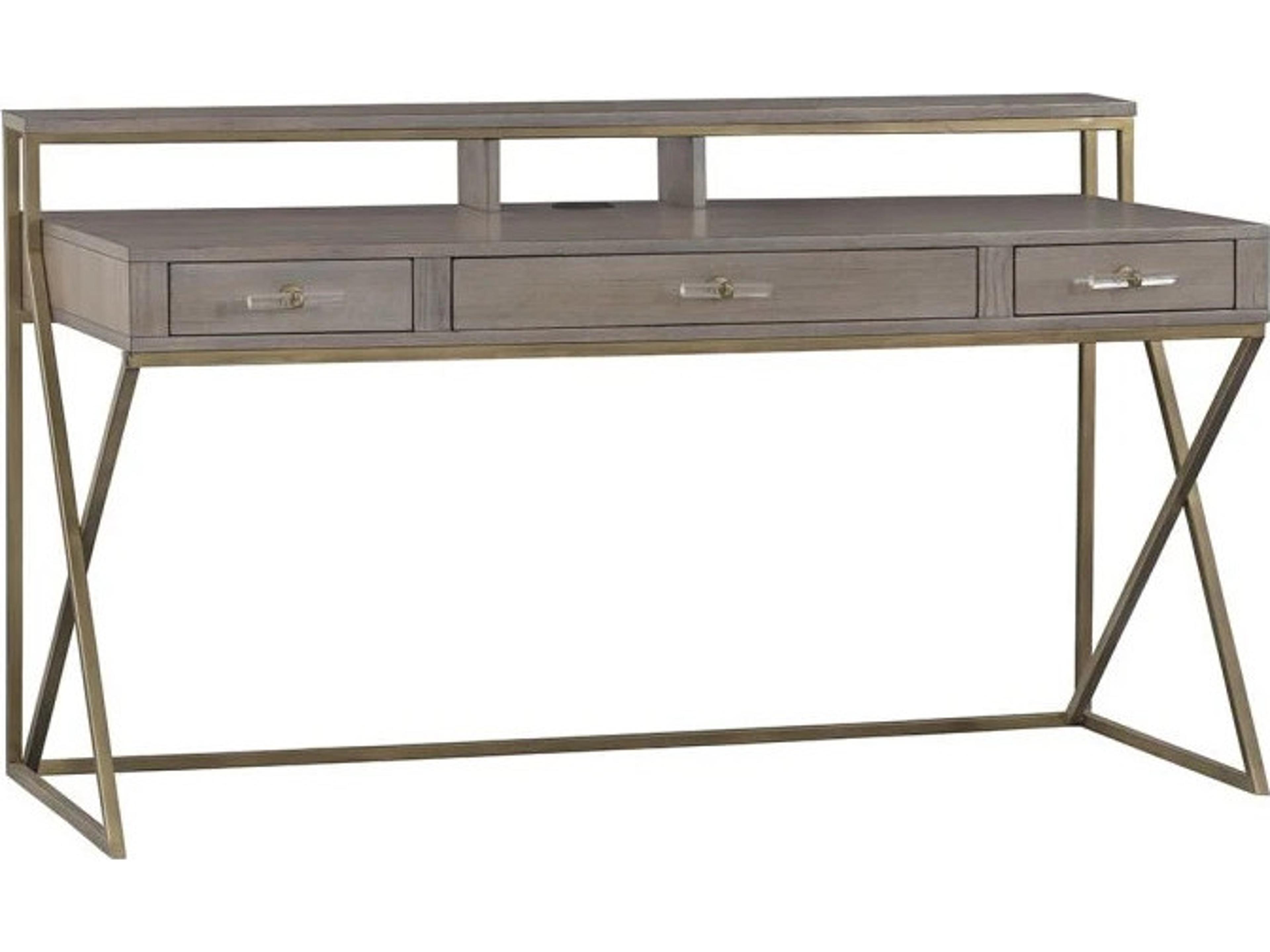 Monogram Gray Oak Wood Secretary Desk