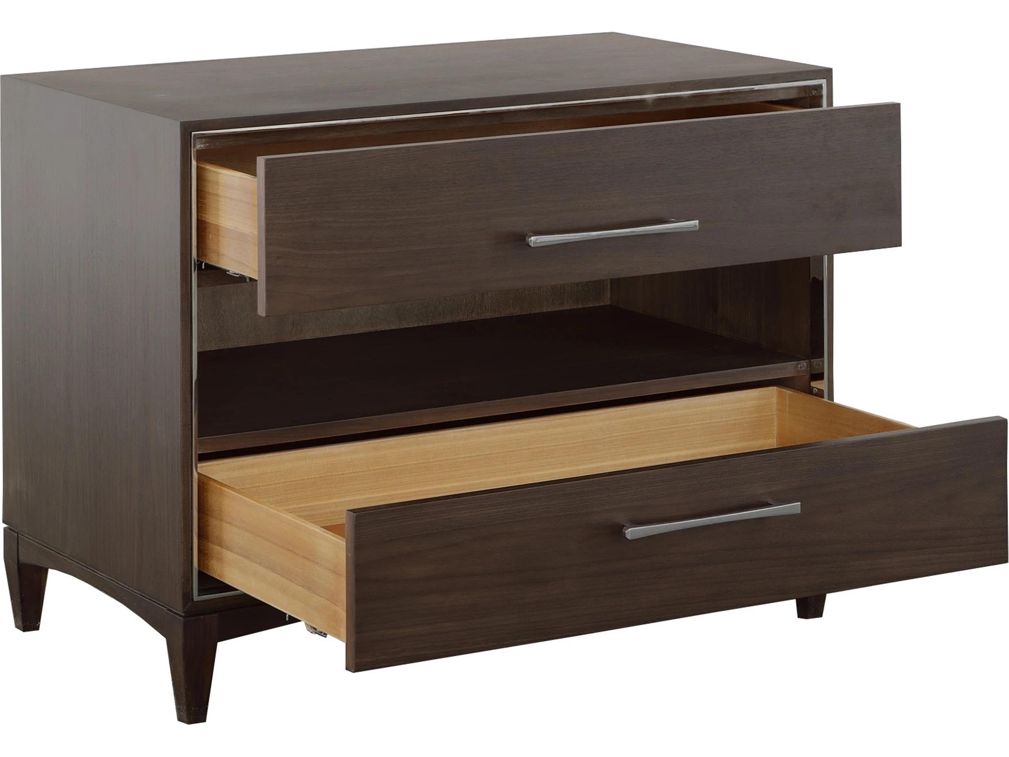 Fairfield Chair Monogram 2-Drawers Brown Walnut Wood Nightstand