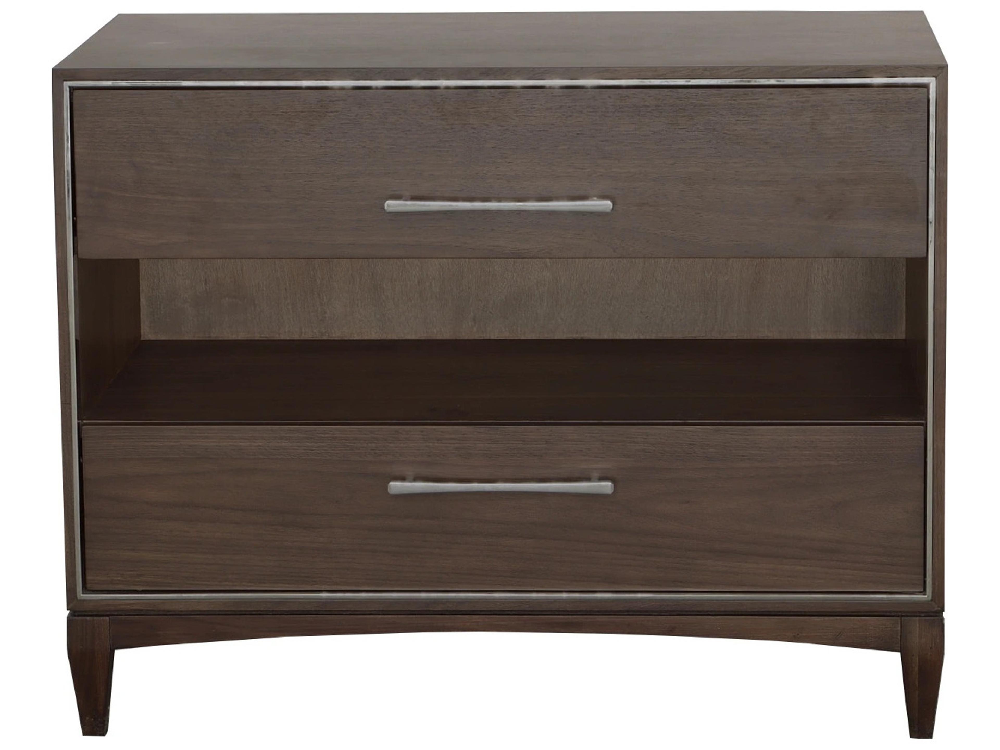 Fairfield Chair Monogram 2-Drawers Brown Walnut Wood Nightstand