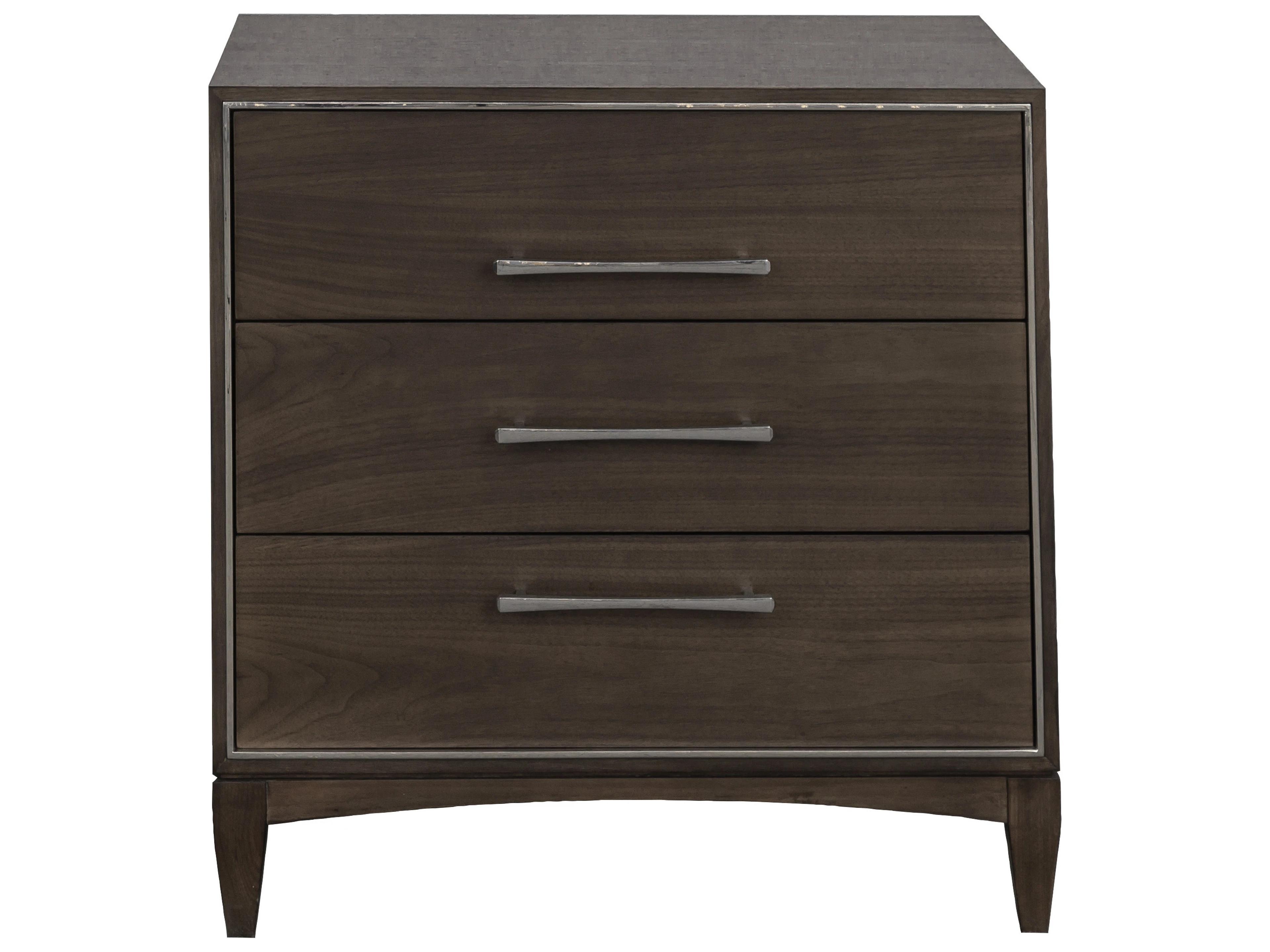 Fairfield Chair Monogram 3-Drawers Brown Walnut Wood Nightstand