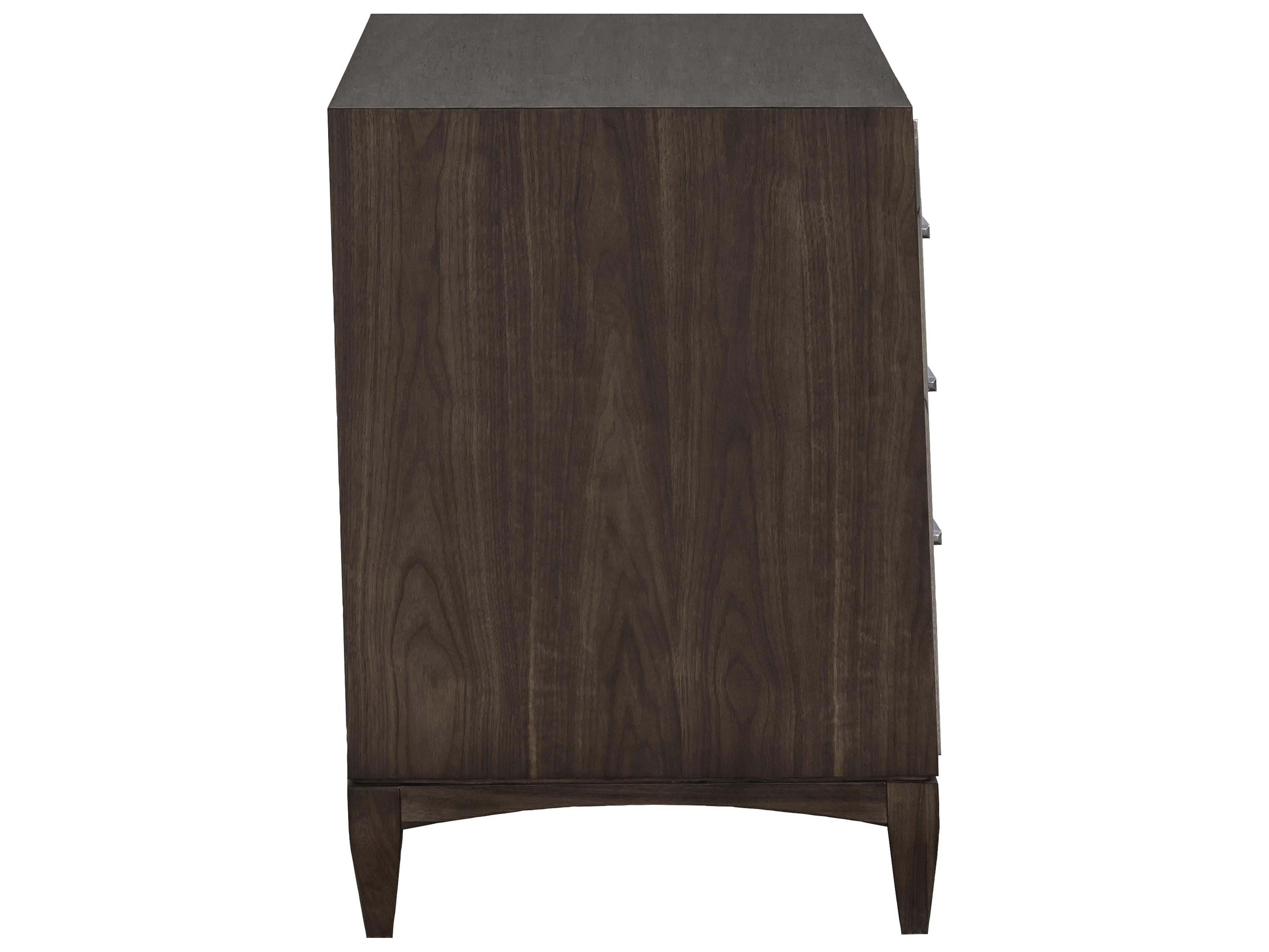 Fairfield Chair Monogram 3-Drawers Brown Walnut Wood Nightstand