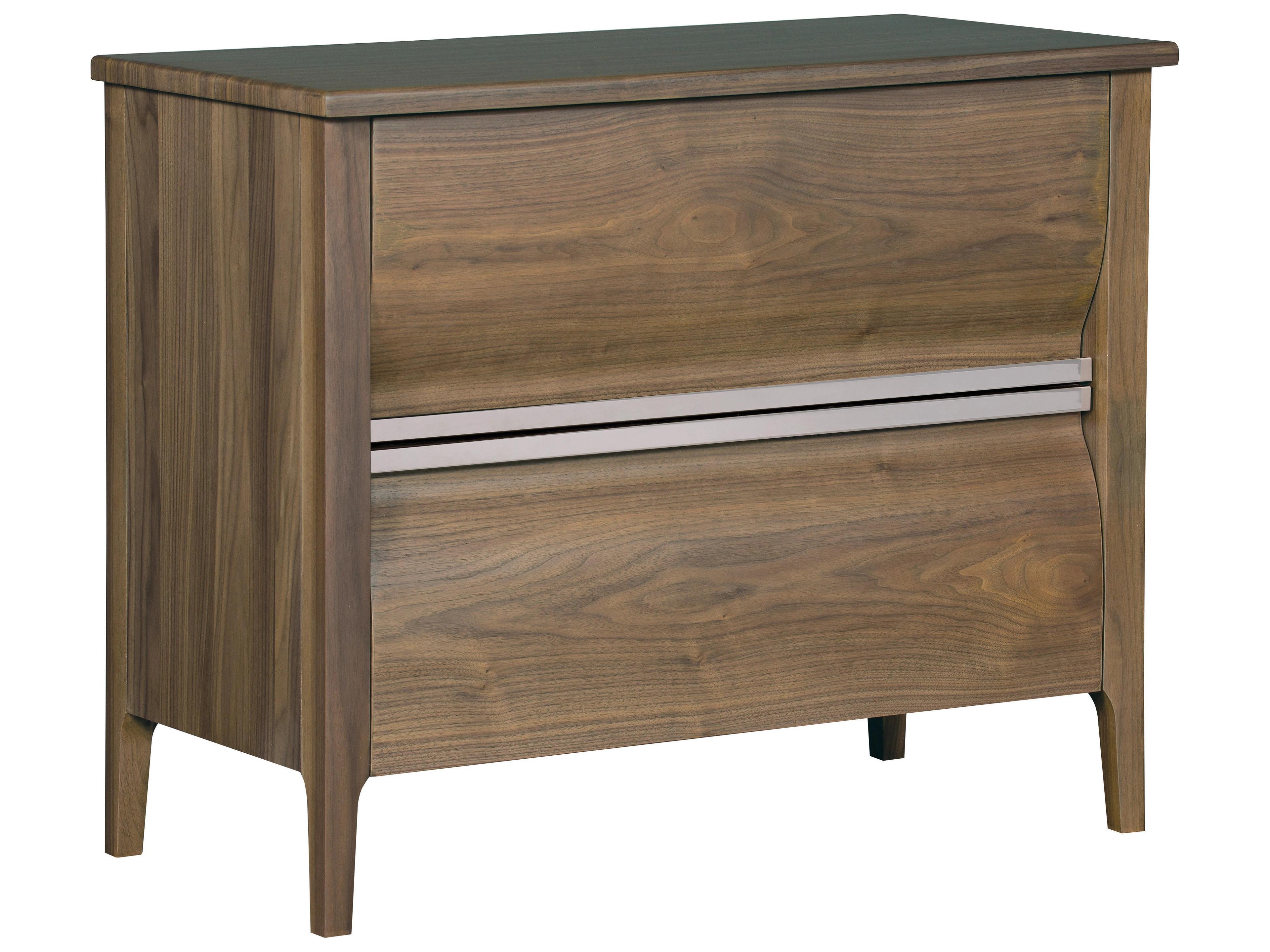 Monogram 2-Drawers Brown Walnut Wood Nightstand