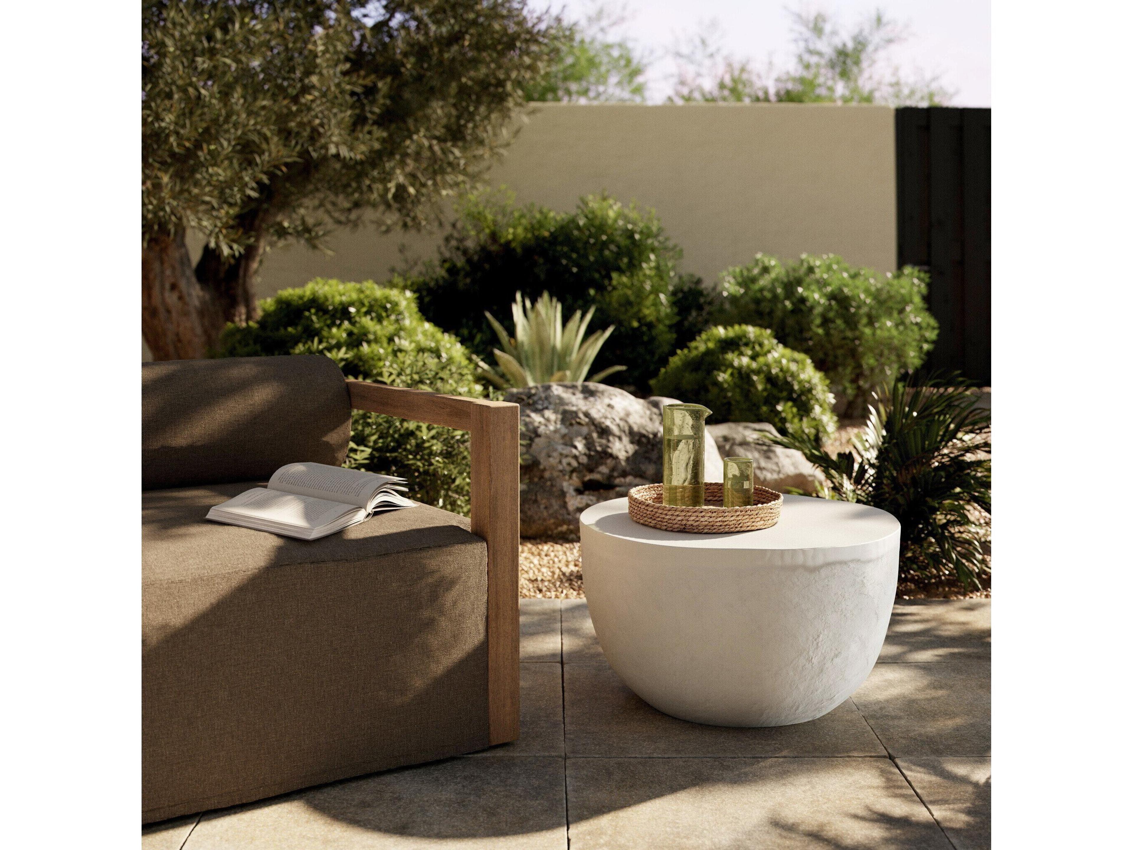 Luxecor Globetrotter Outdoor Matte White Cast Aluminum Round End Table