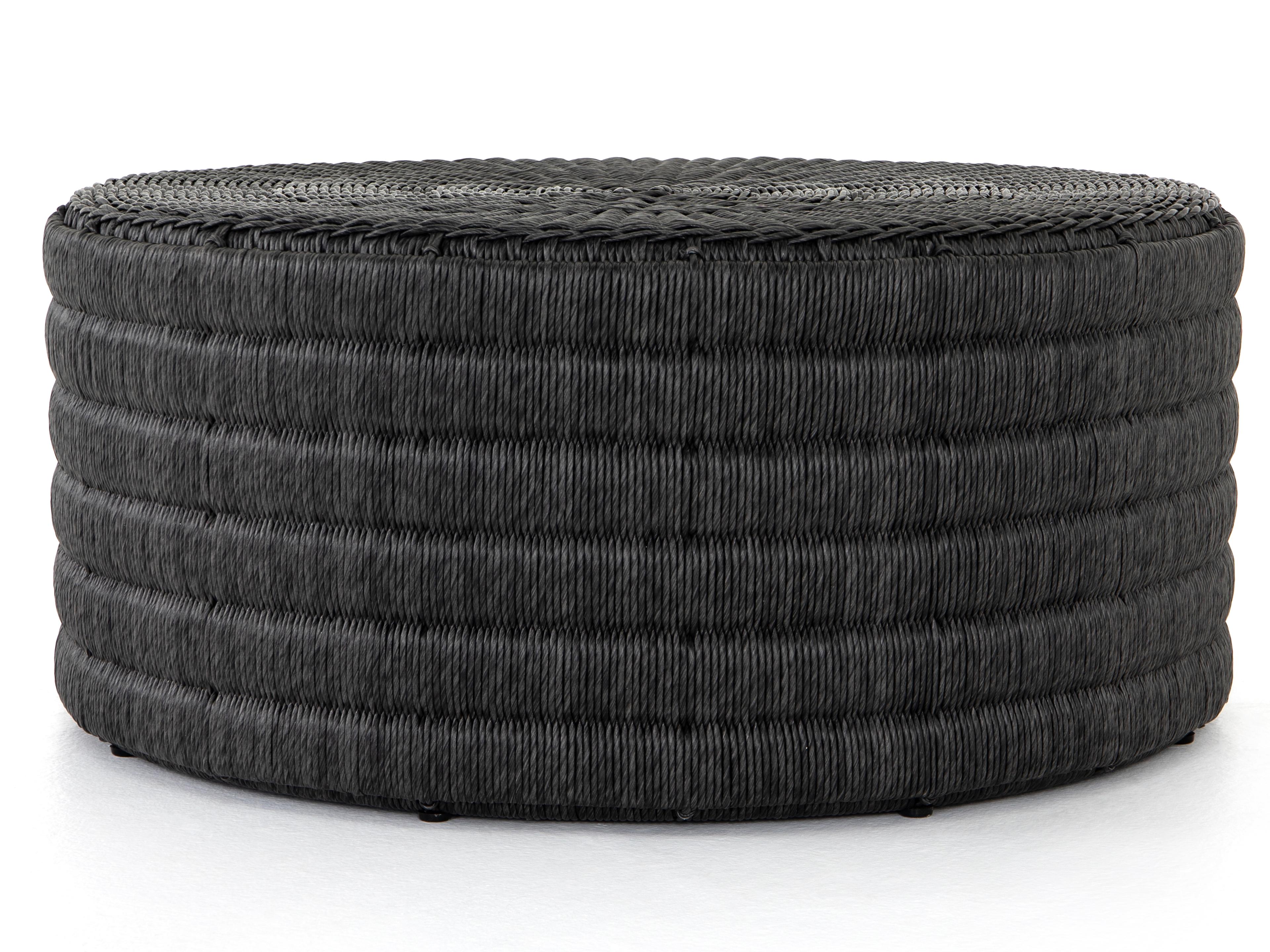 Four Hands Outdoor Grass Roots Vintage Coal Resin Round Coffee Table