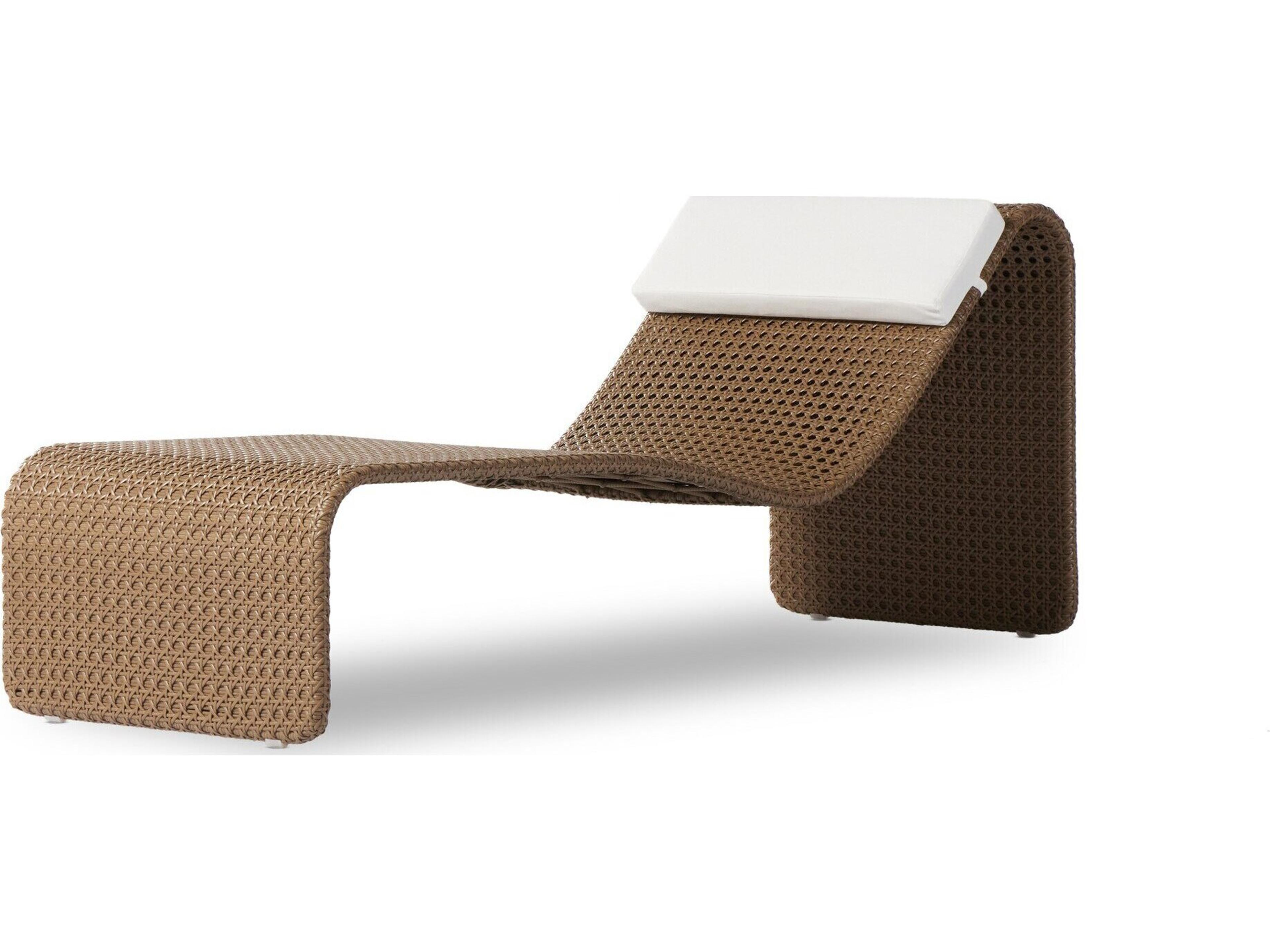 Grass Roots Natural Woven Chaise Lounge with Stinson White Cushion