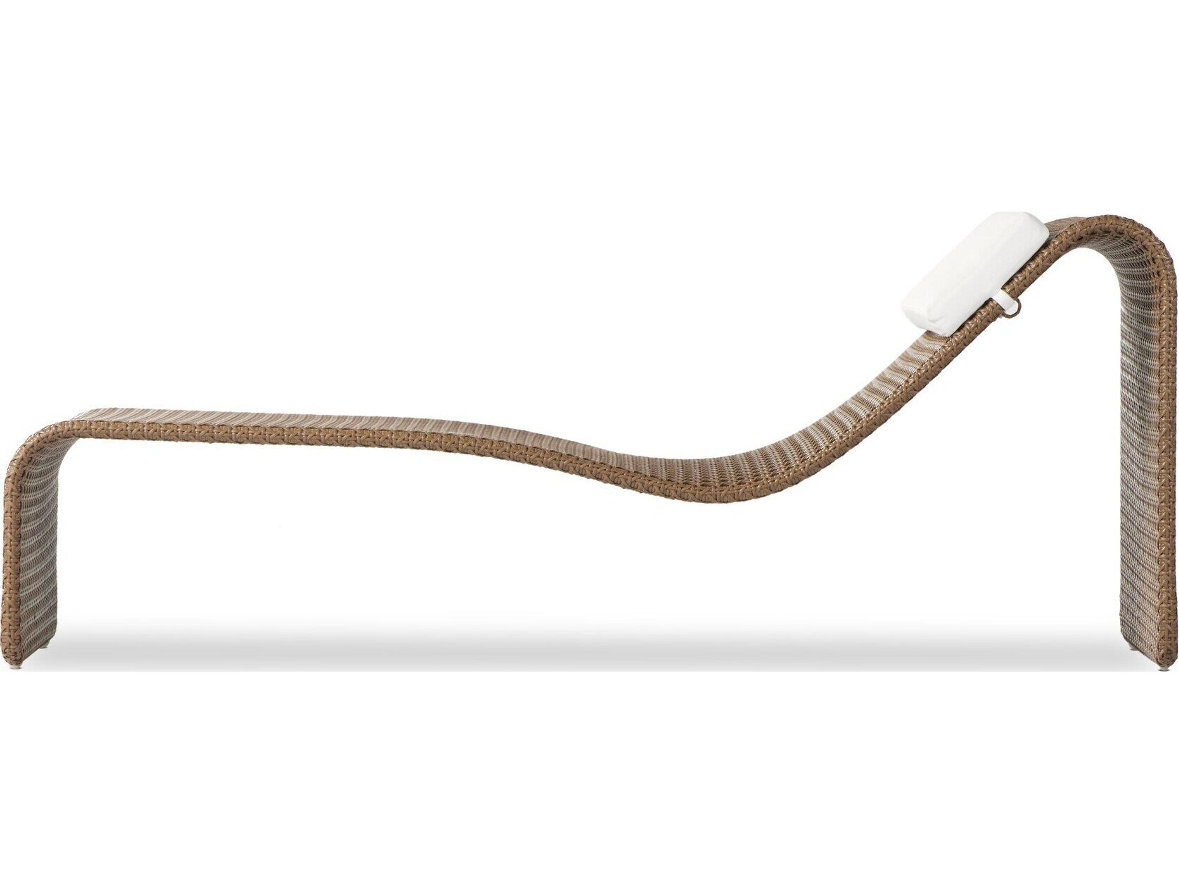 Four Hands Outdoor Grass Roots Natural Woven Chaise Lounge with Stinson White Cushion