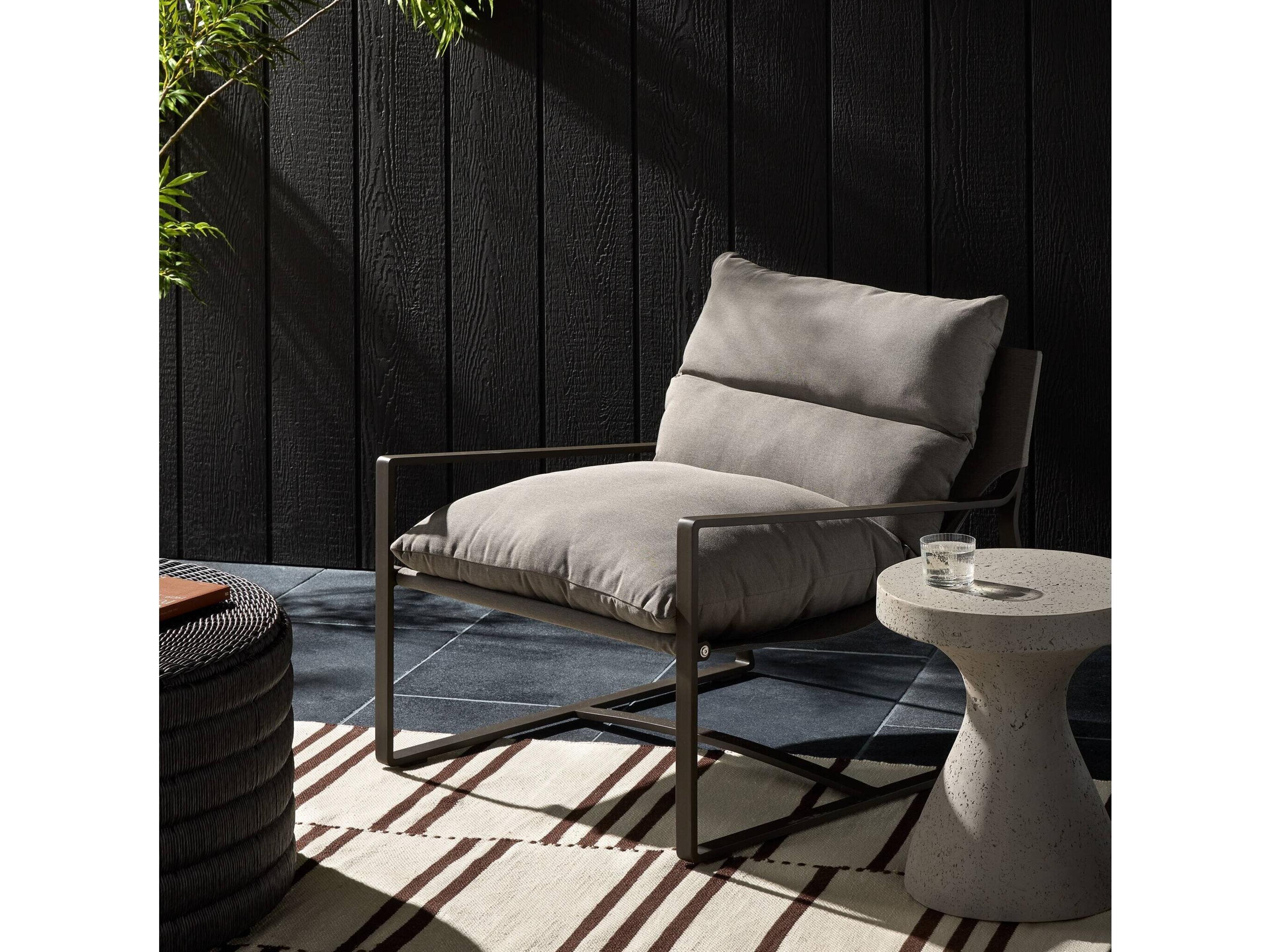 Four Hands Outdoor Solano Charcoal / Bronze Aluminum Fabric Sling Lounge Chair