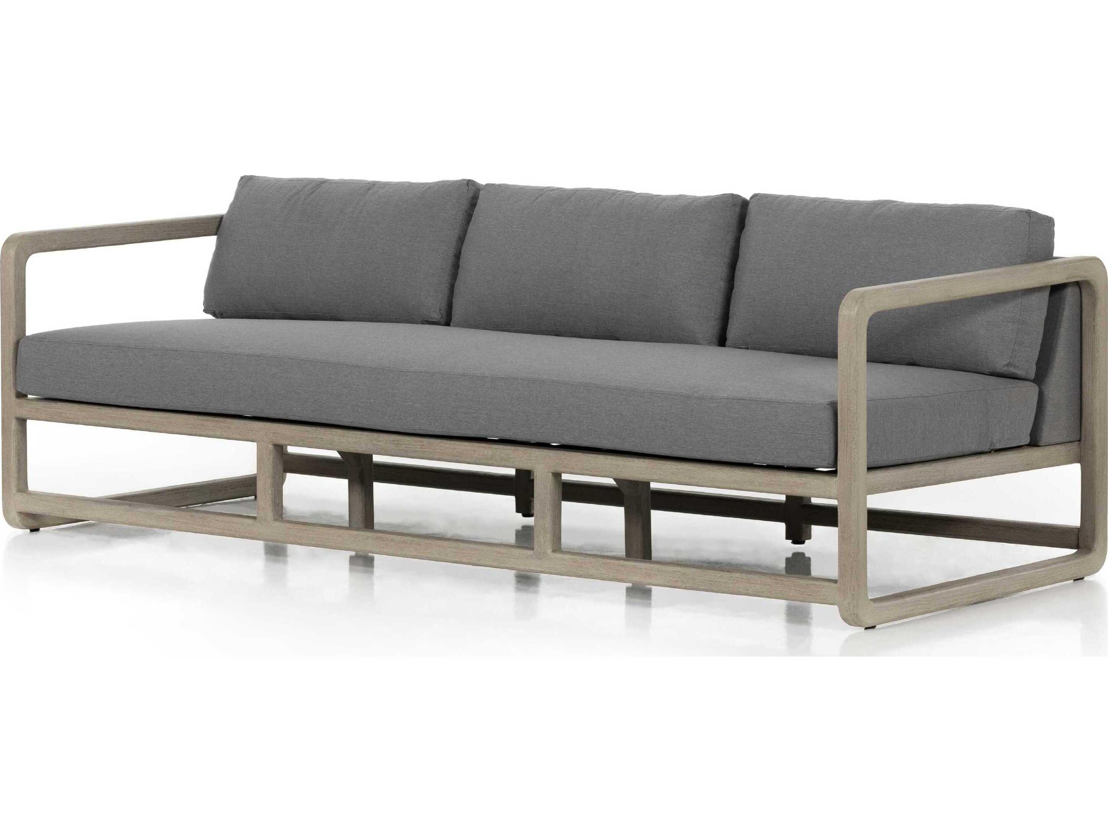 Globetrotter Outdoor Weathered Grey Teak Sofa with Charcoal Cushion