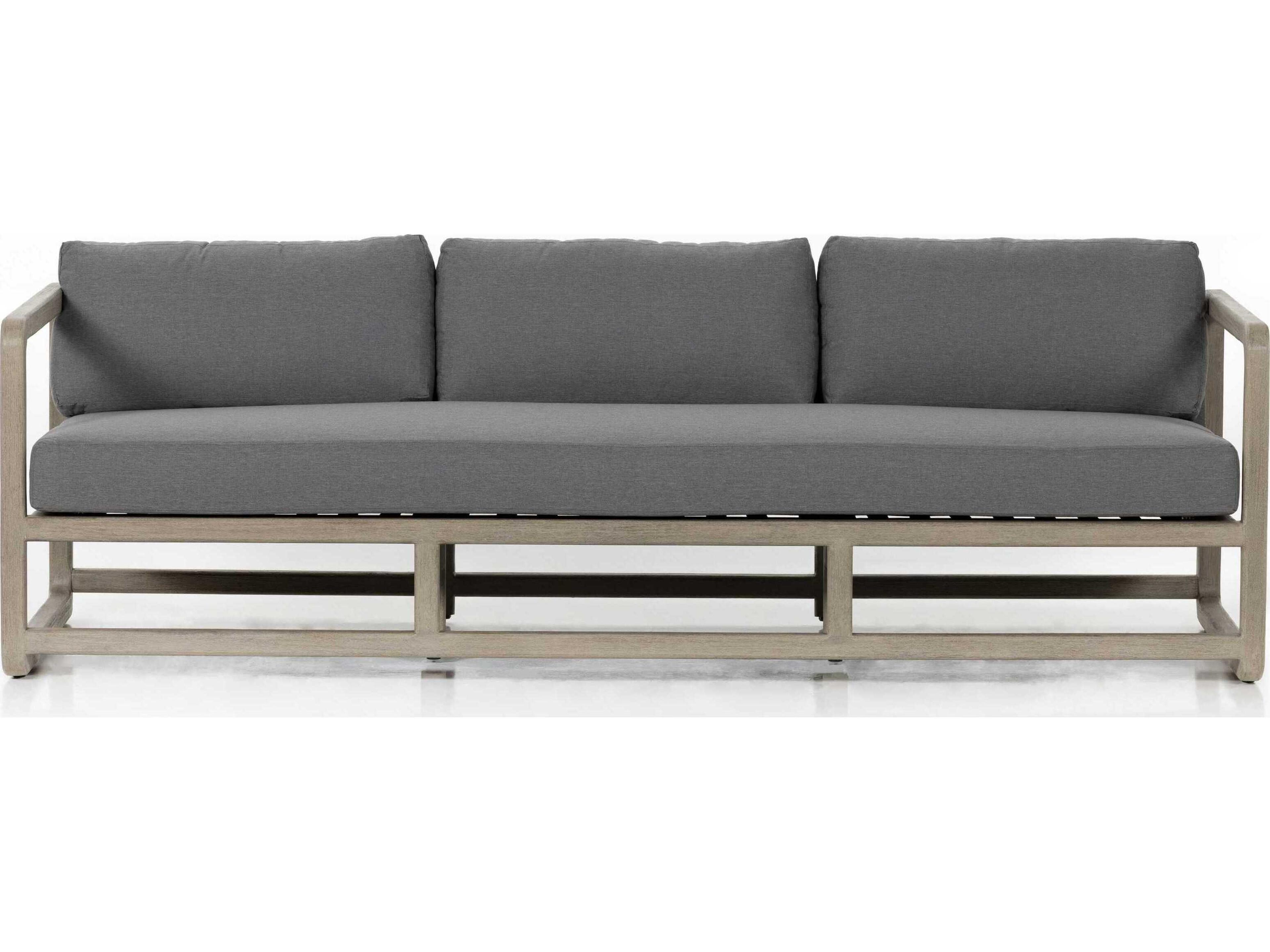 Luxecor Globetrotter Outdoor Weathered Grey Teak Sofa with Charcoal Cushion