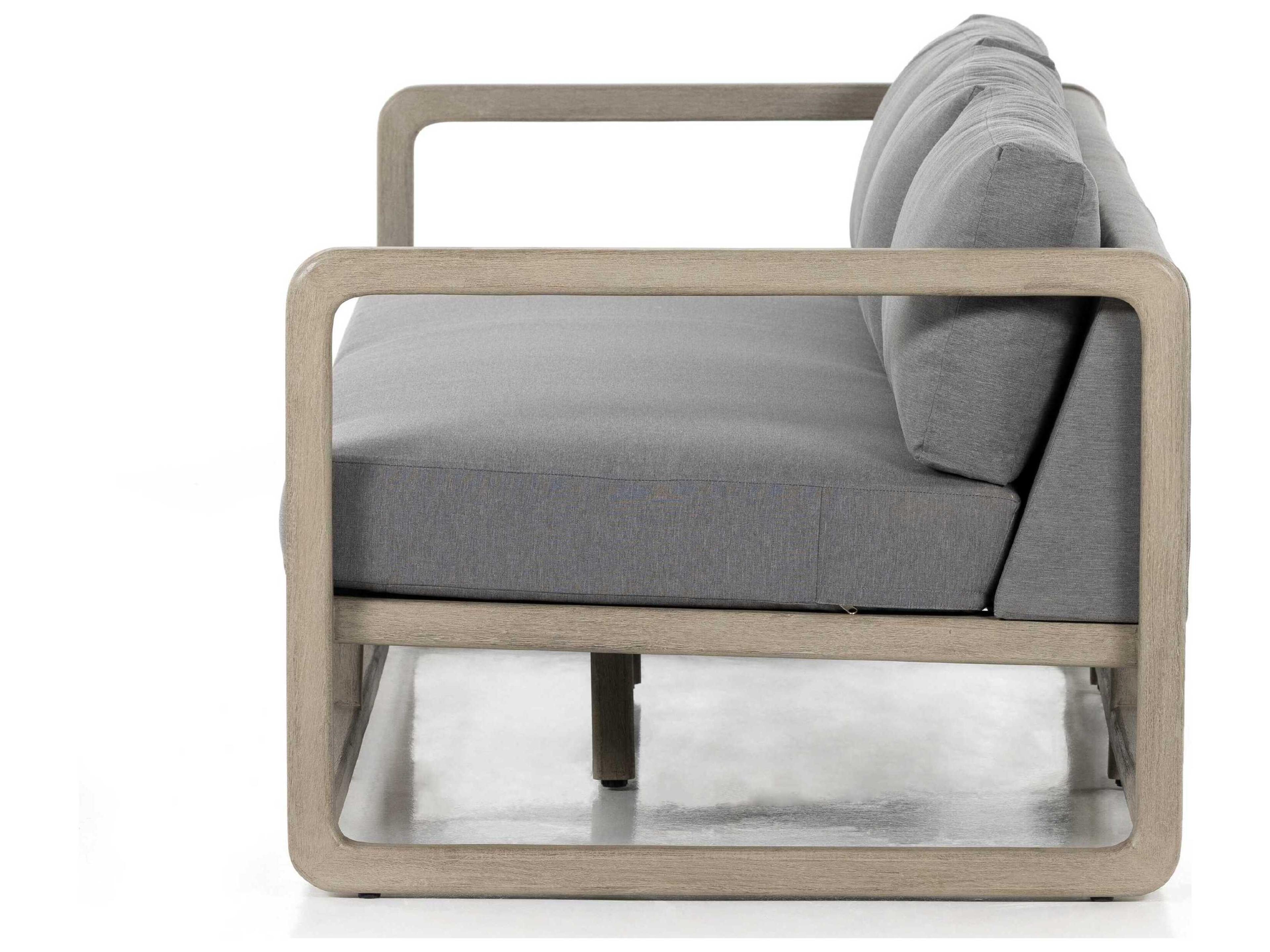 Luxecor Globetrotter Outdoor Weathered Grey Teak Sofa with Charcoal Cushion