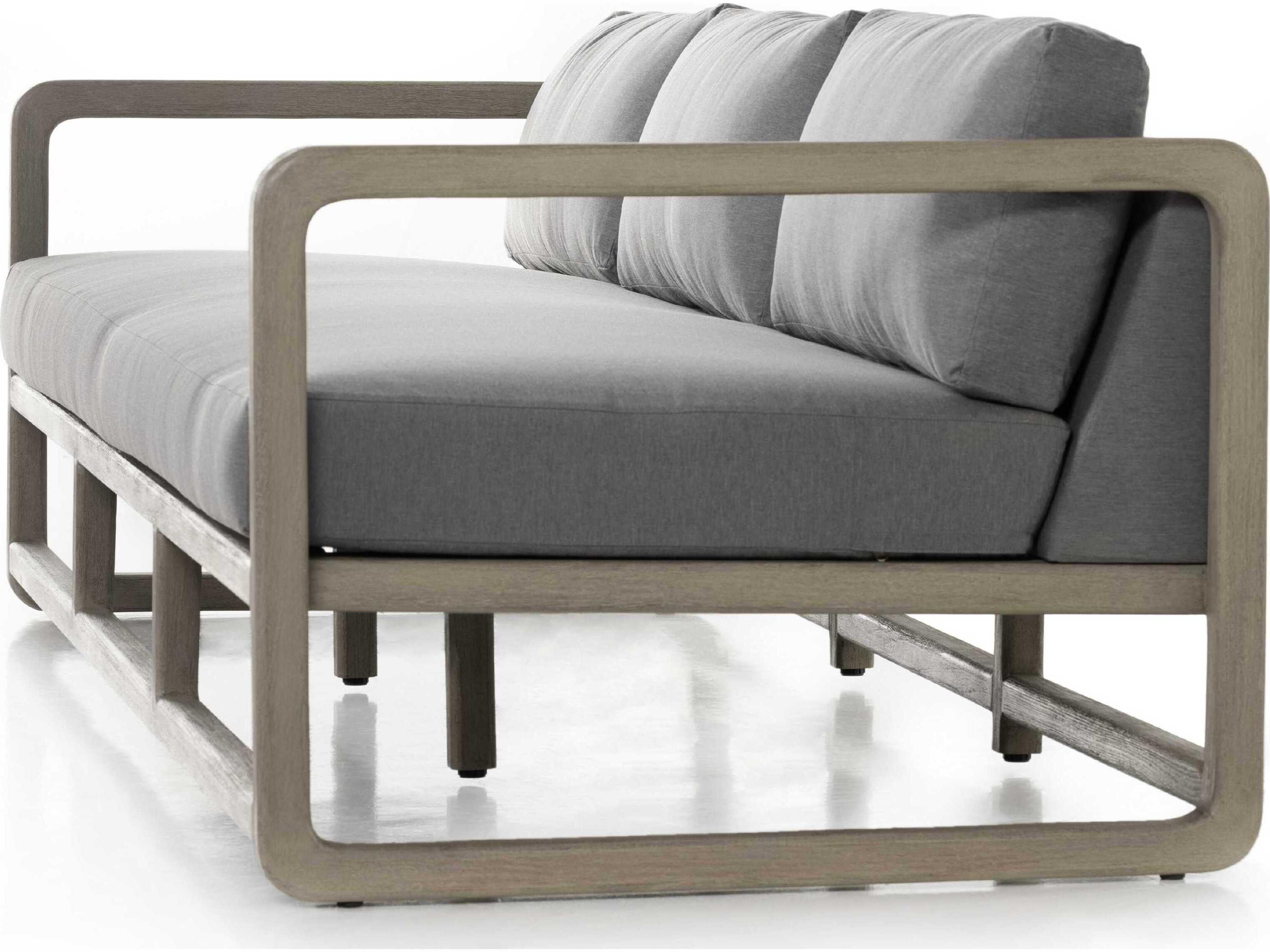 Luxecor Globetrotter Outdoor Weathered Grey Teak Sofa with Charcoal Cushion