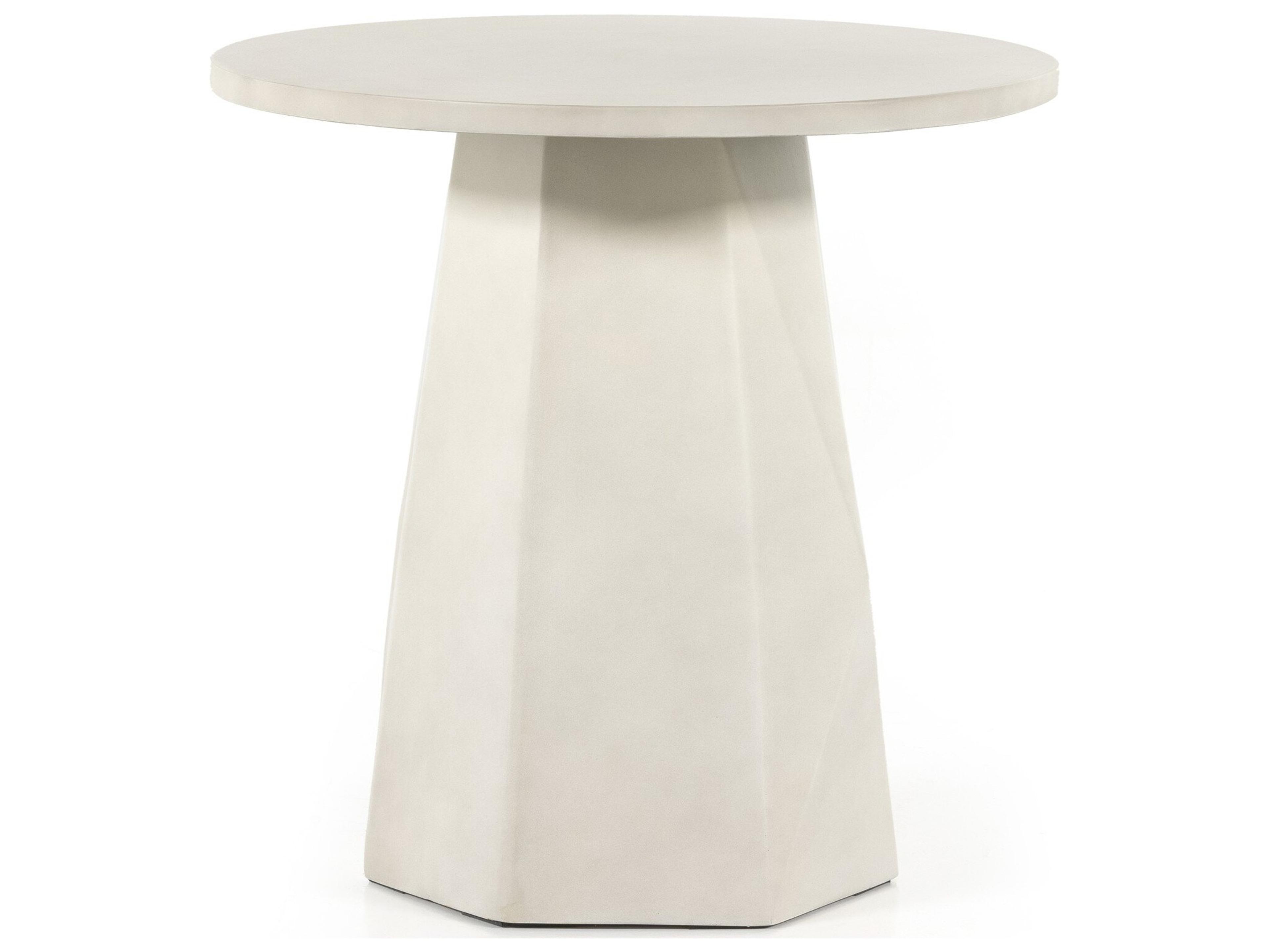 Thayer White Concrete Round End Table