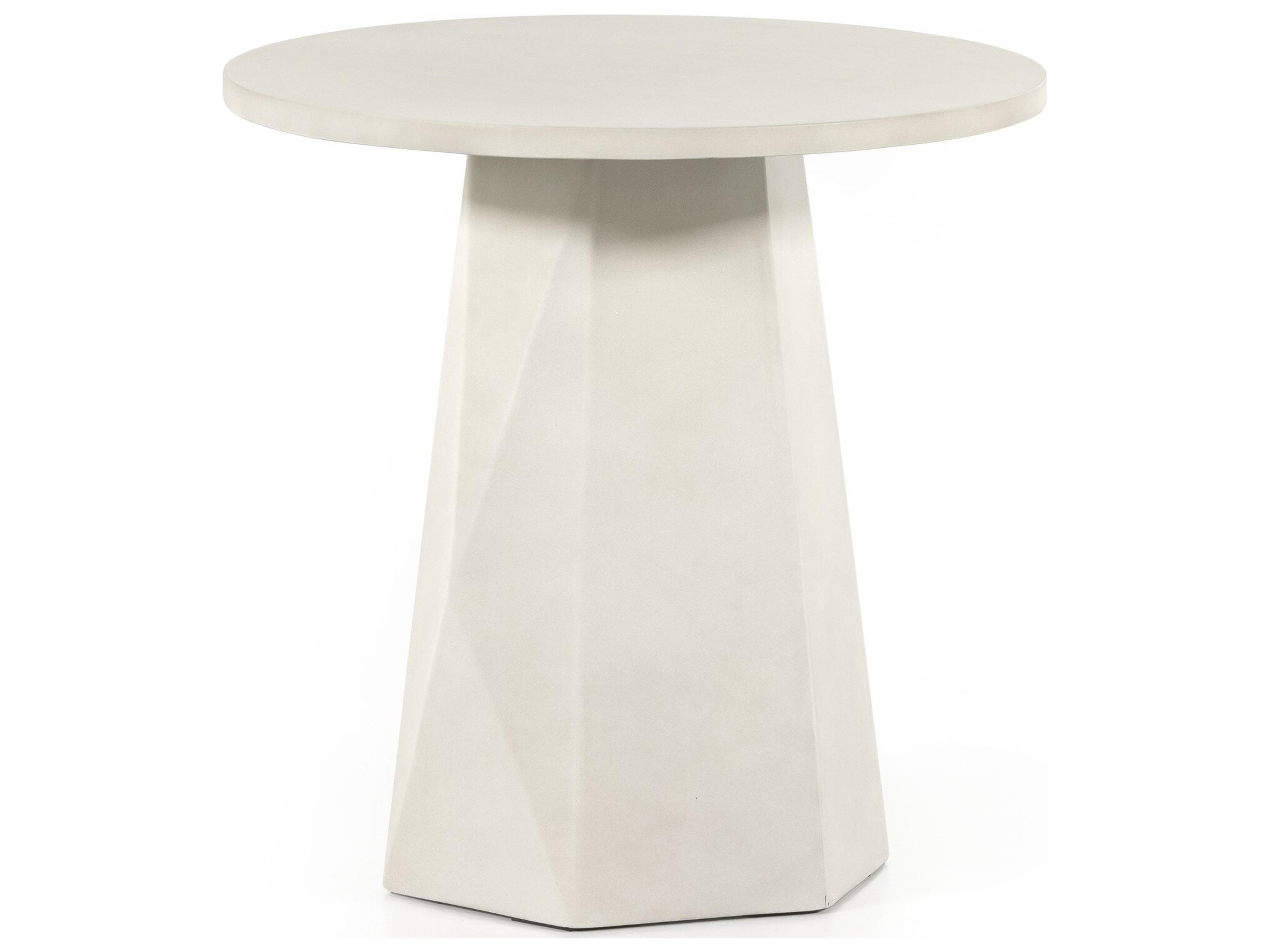 Four Hands Outdoor Thayer White Concrete Round End Table