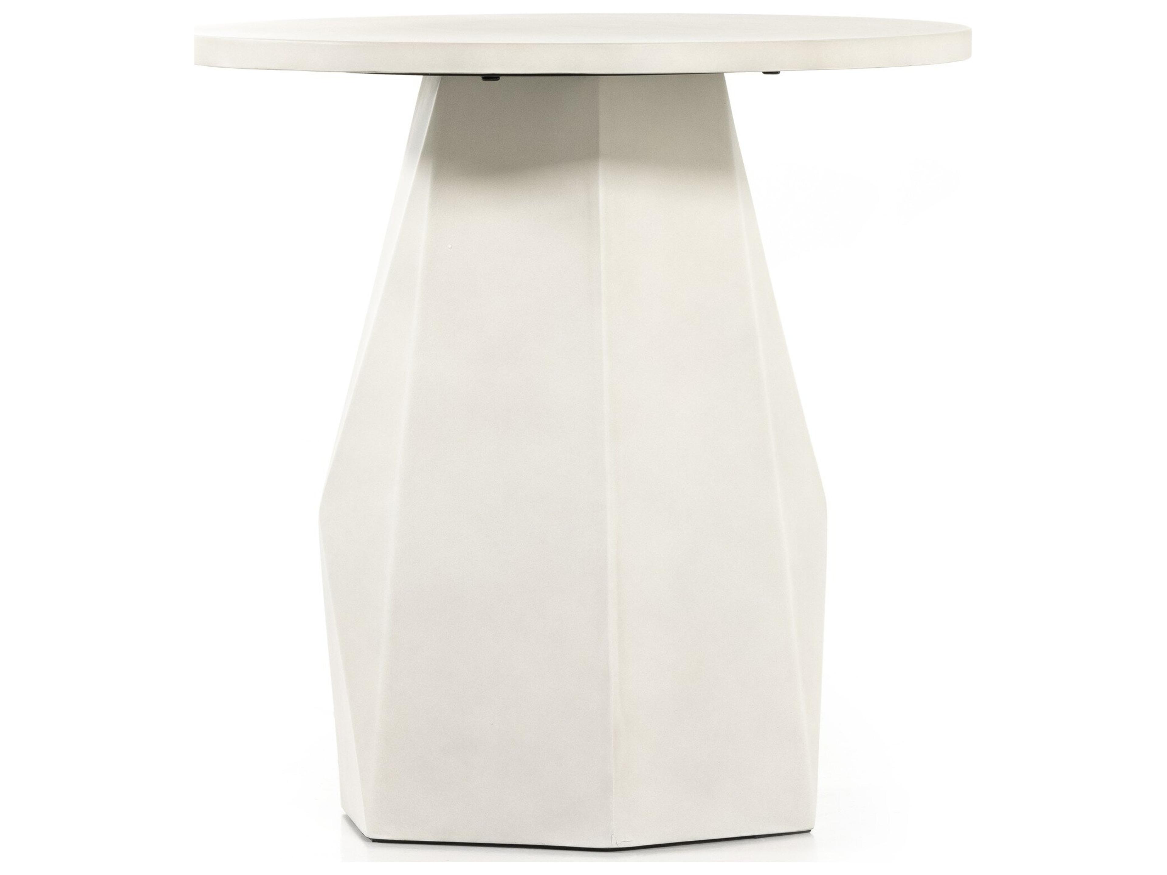 Four Hands Outdoor Thayer White Concrete Round End Table