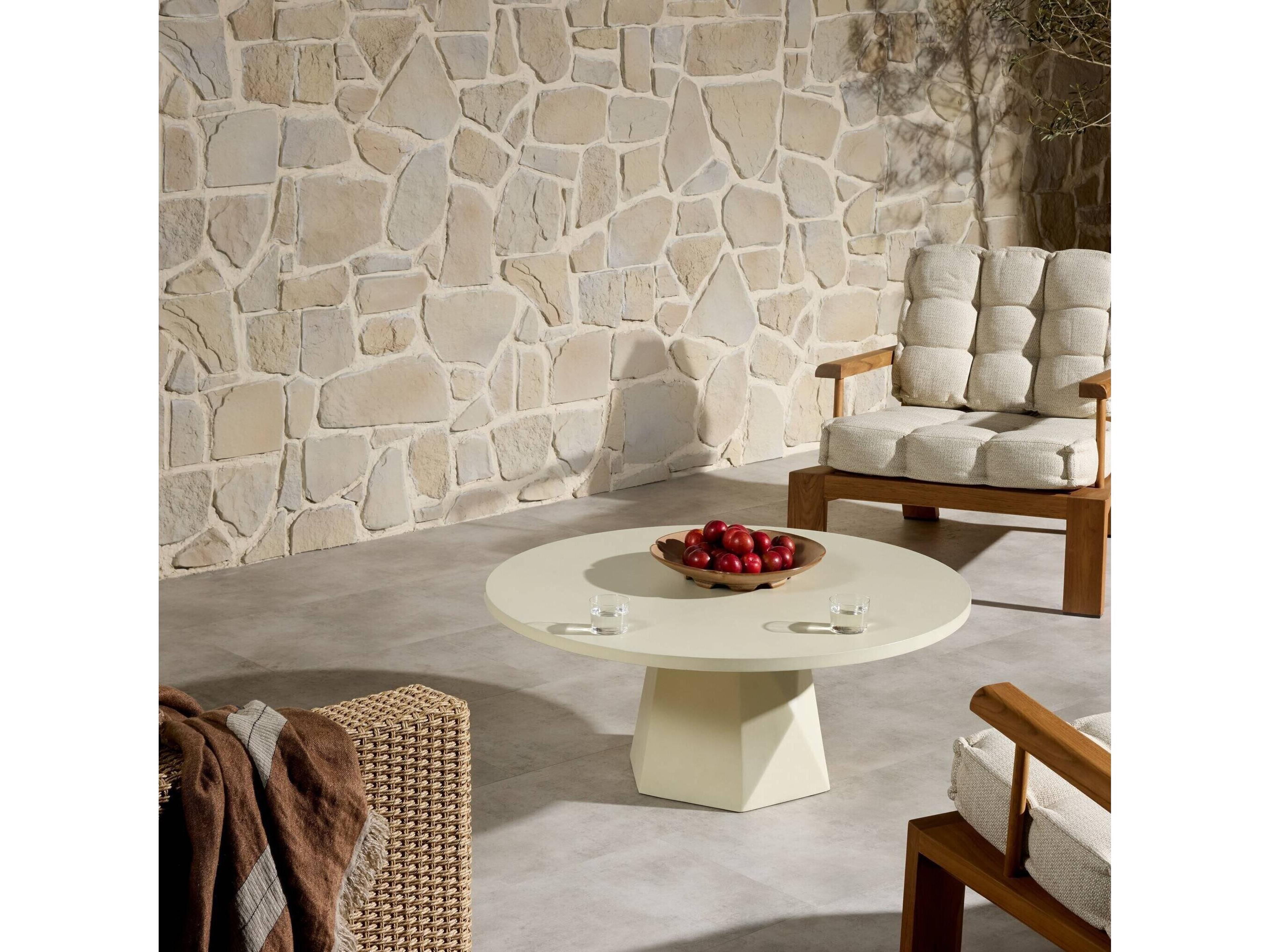 Luxecor Globetrotter Outdoor White Concrete Round Coffee Table
