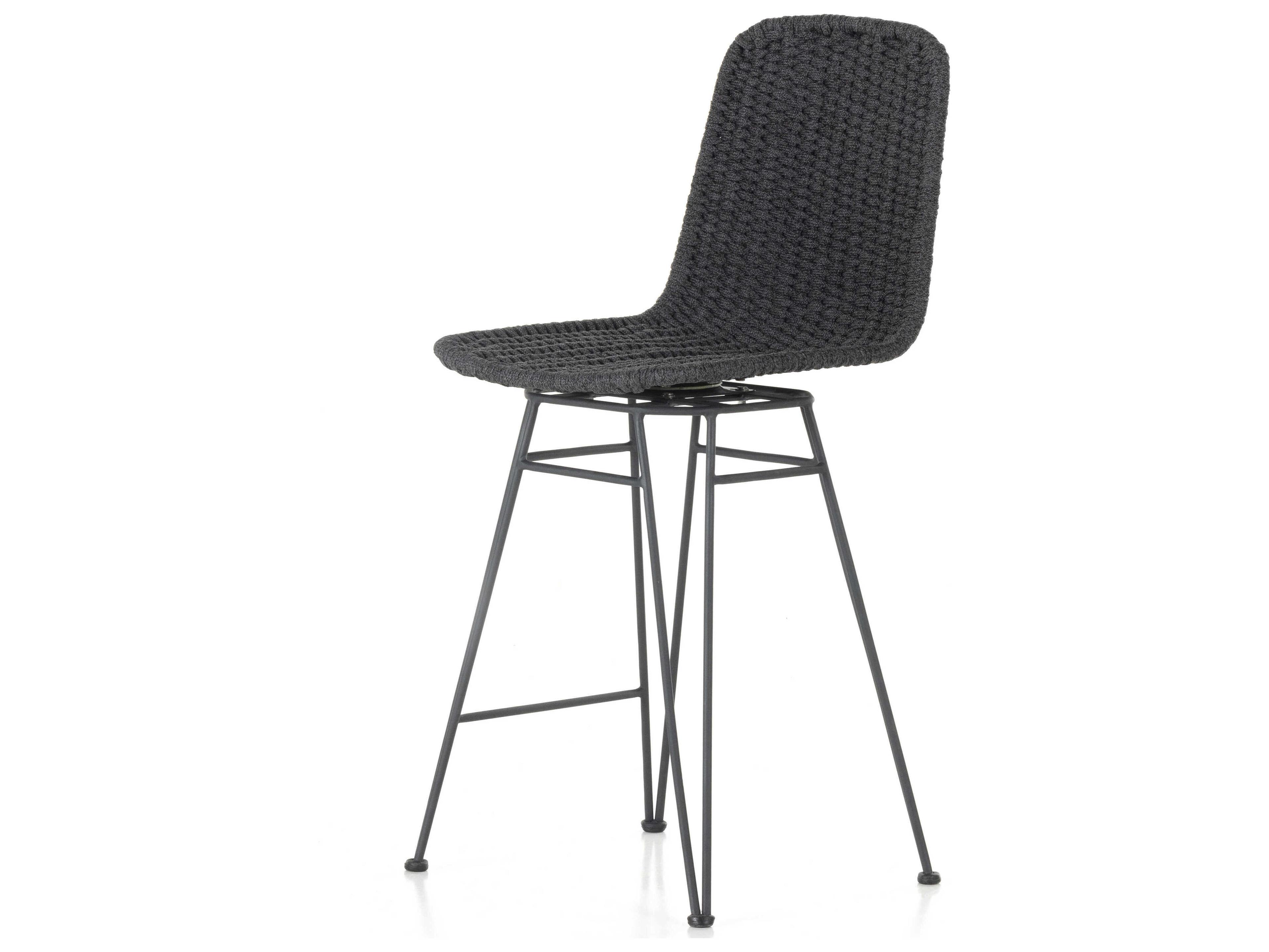 Globetrotter Outdoor Charcoal Iron / Thick Dark Grey Rope Counter Stool