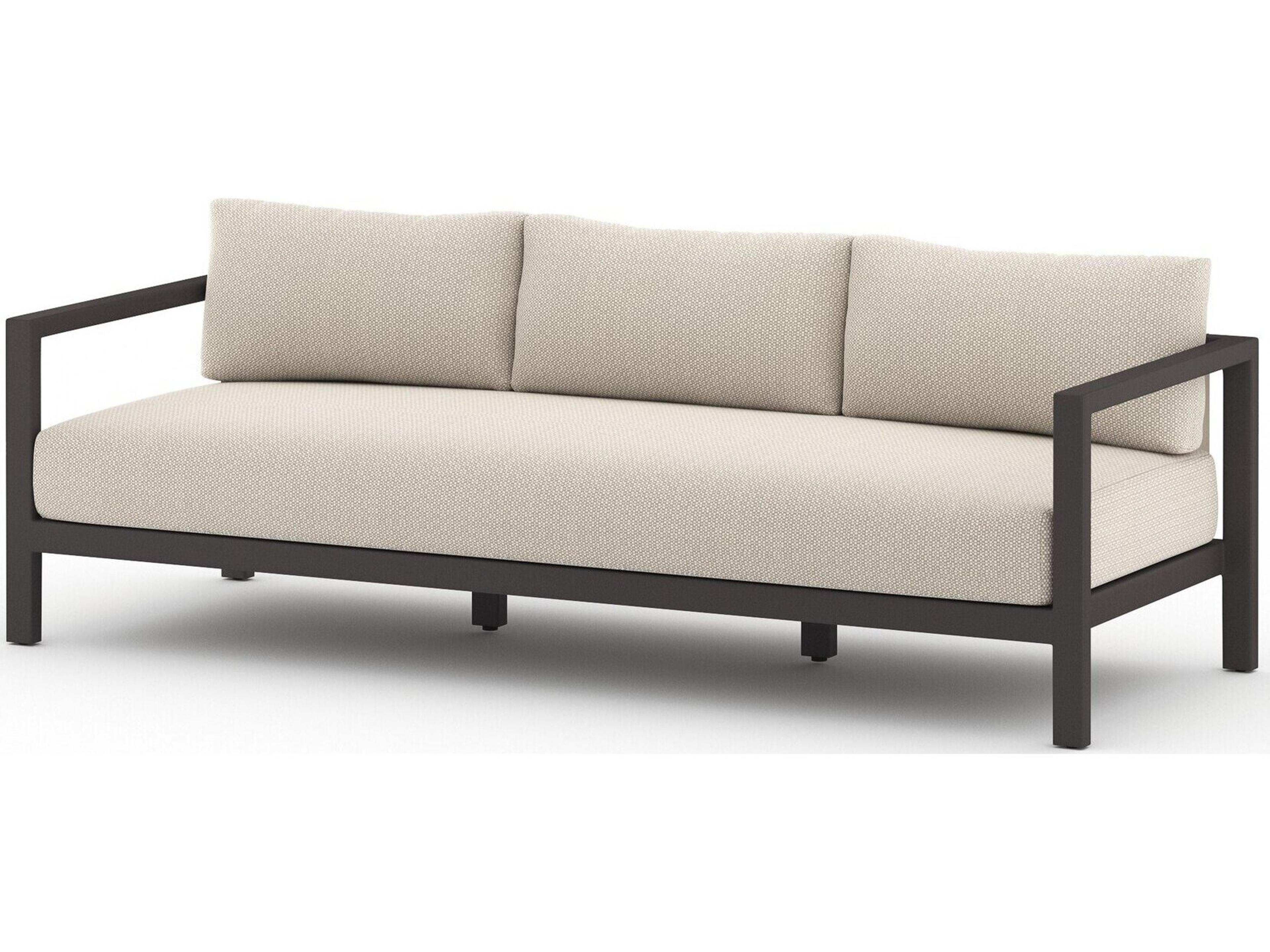 Solano Bronze / Ivory Strap Sofa with Faye Sand Cushion