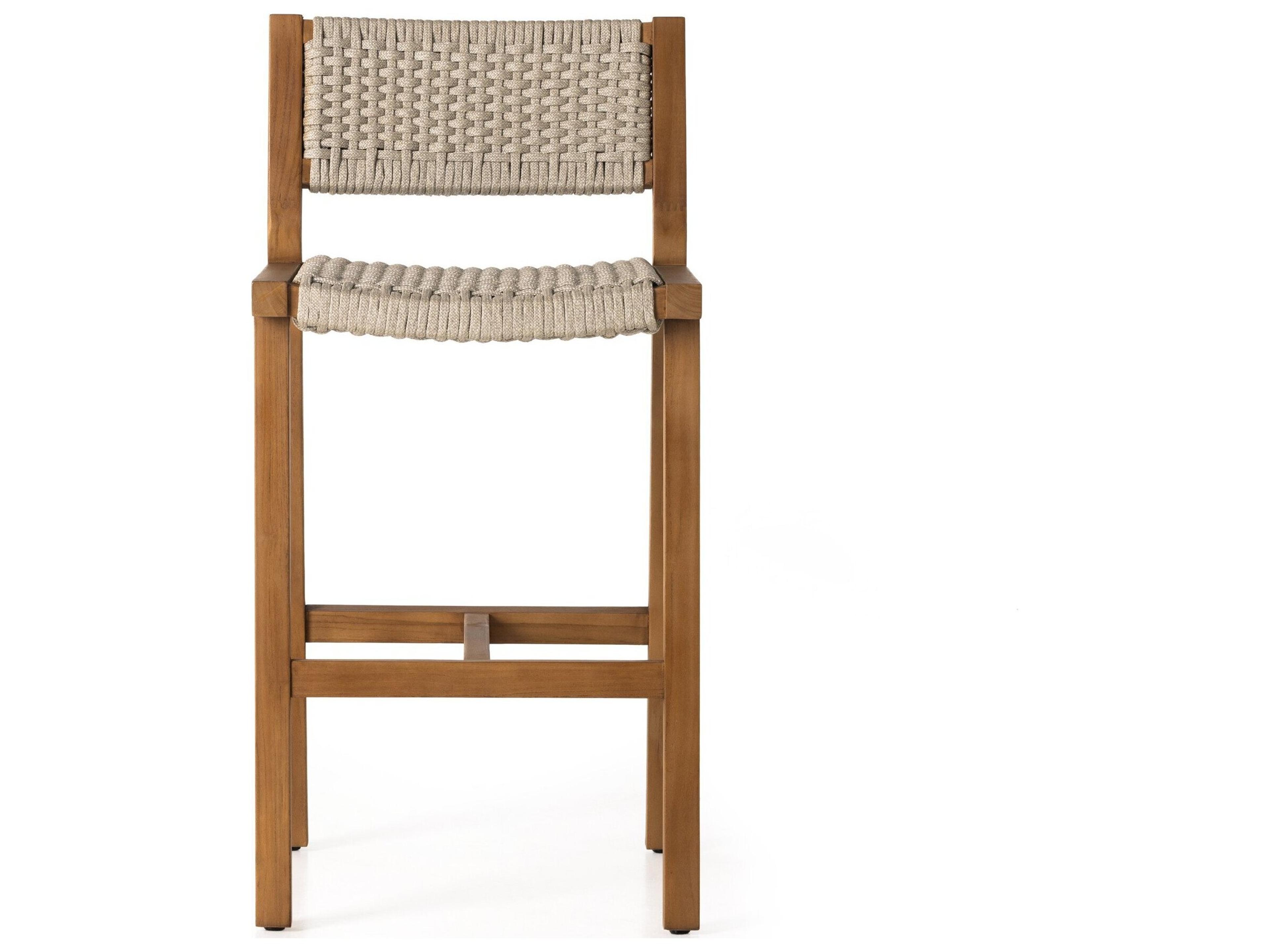 Globetrotter Outdoor Delano Natural Teak Rope Bar Stool in Ivory