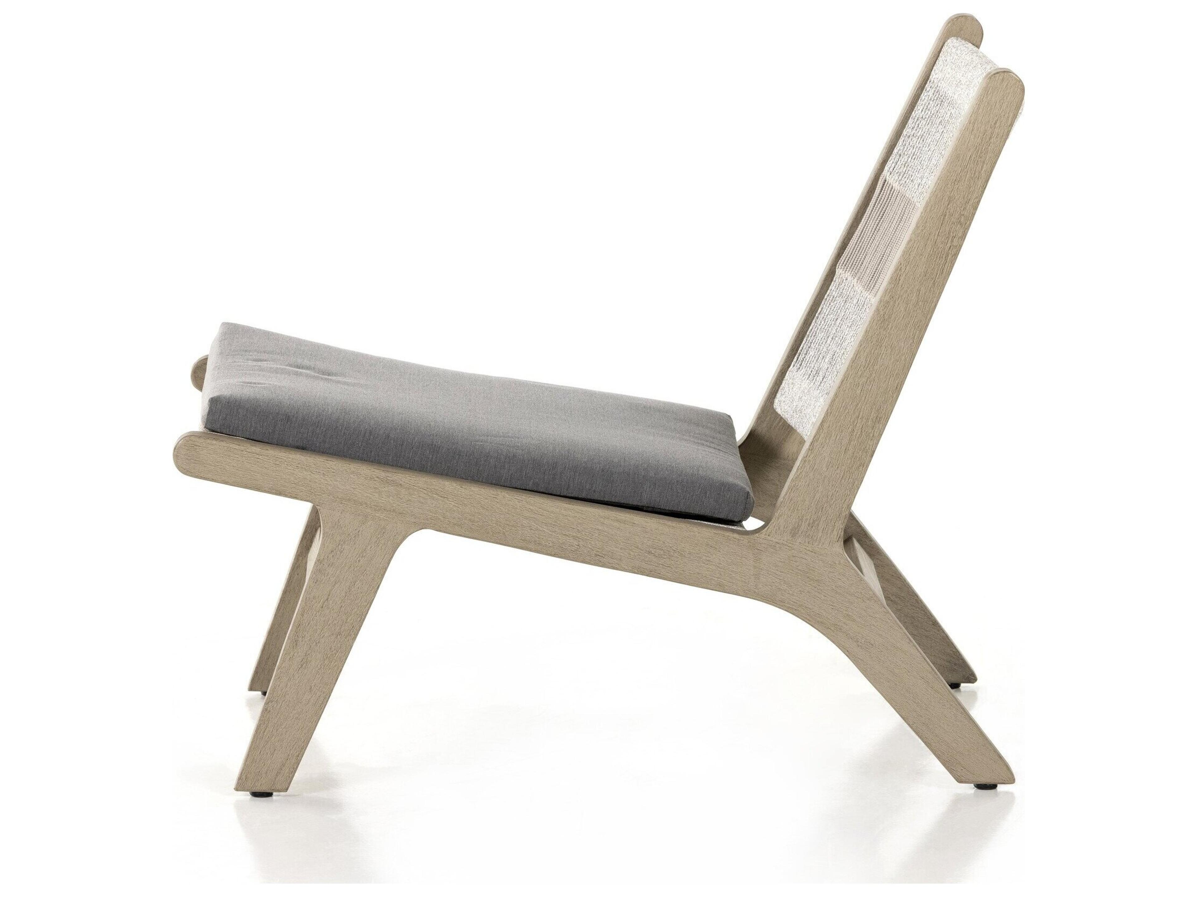 Four Hands Outdoor Solano Weathered Grey Teak / Grey Rope Lounge Chair with Heathered Grey Cushion