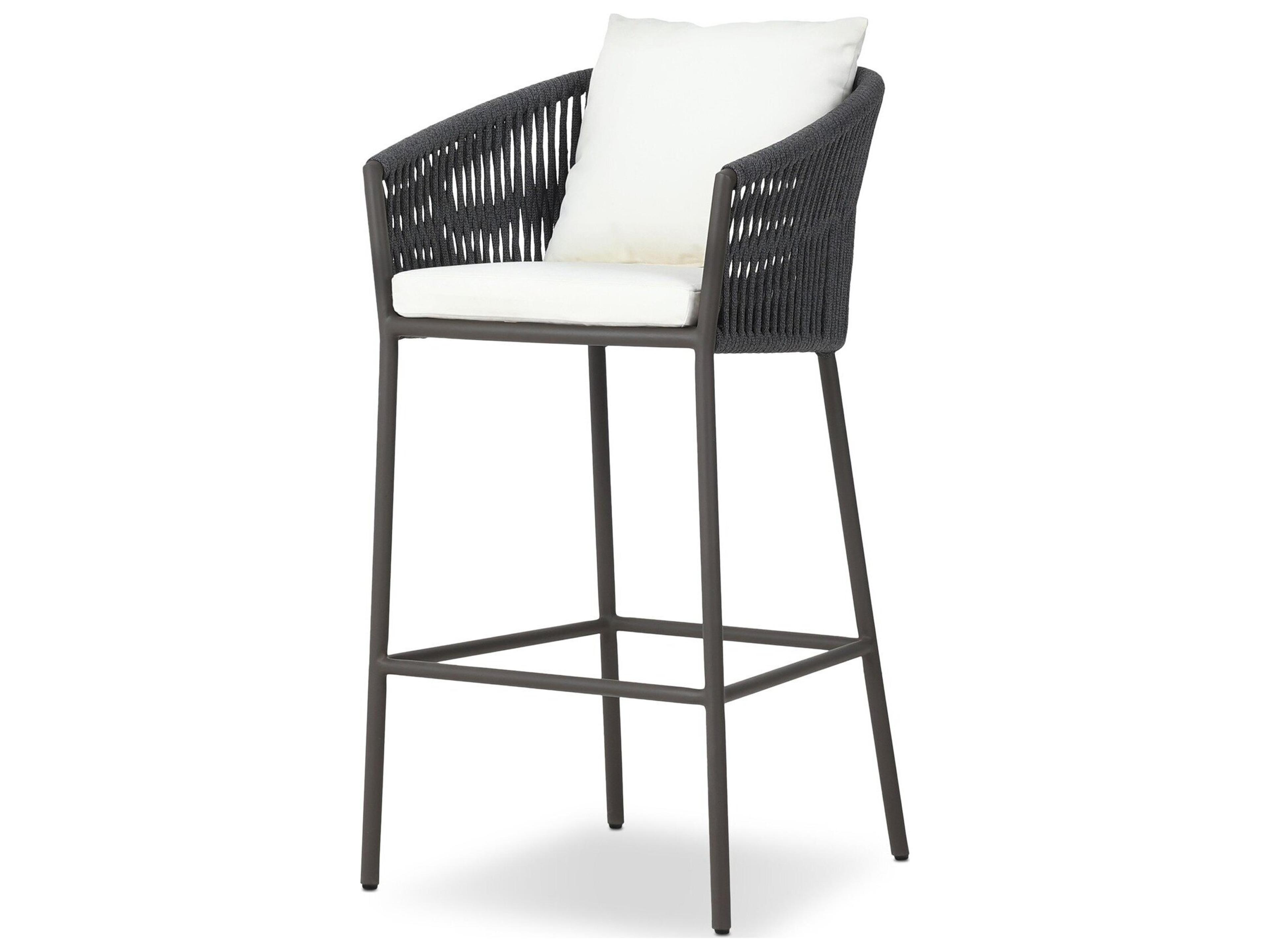 Solano Porto Bronze Aluminum Cushion Bar Stool in Arashi Salt