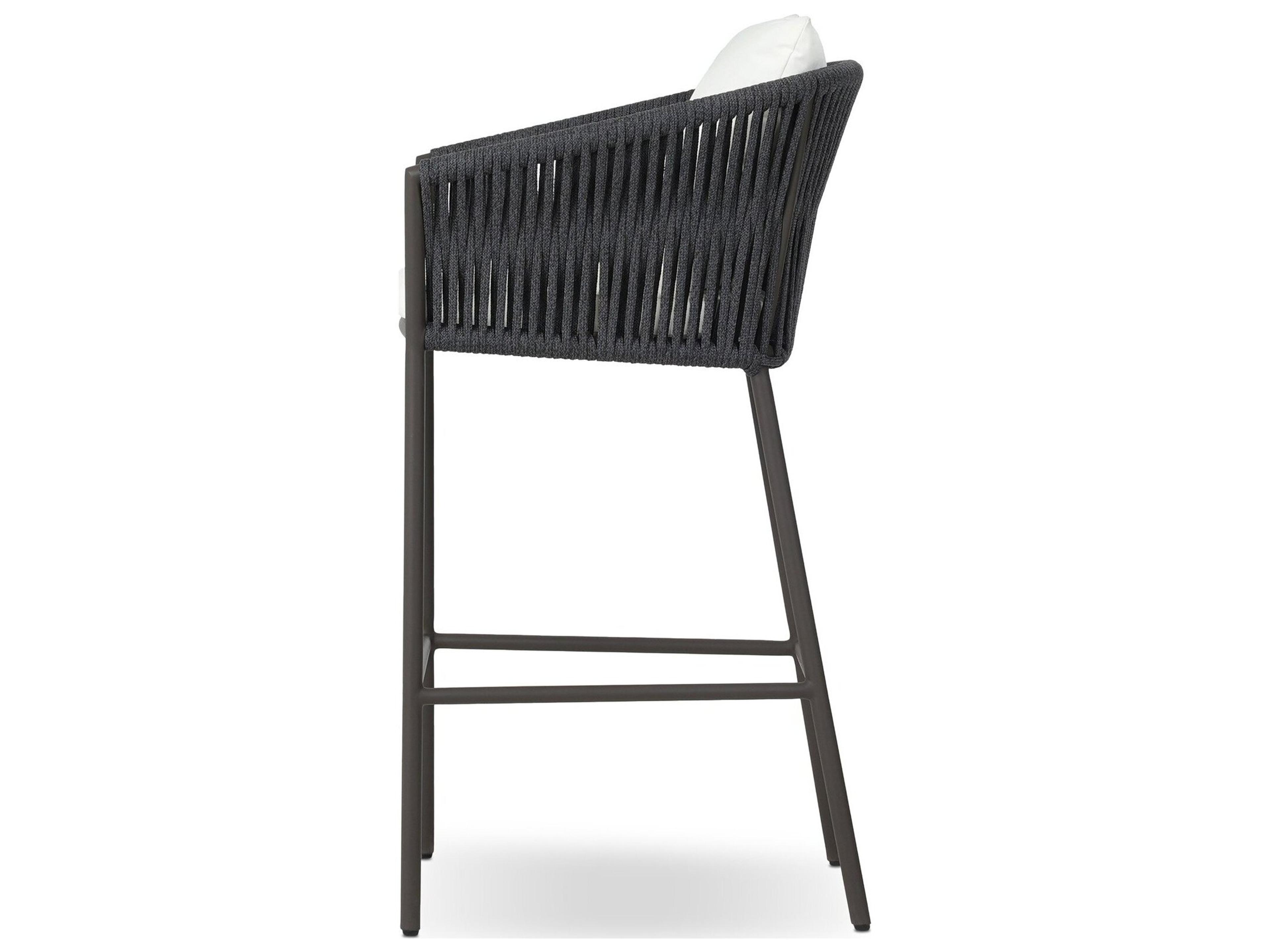Four Hands Outdoor Solano Porto Bronze Aluminum Cushion Bar Stool in Arashi Salt