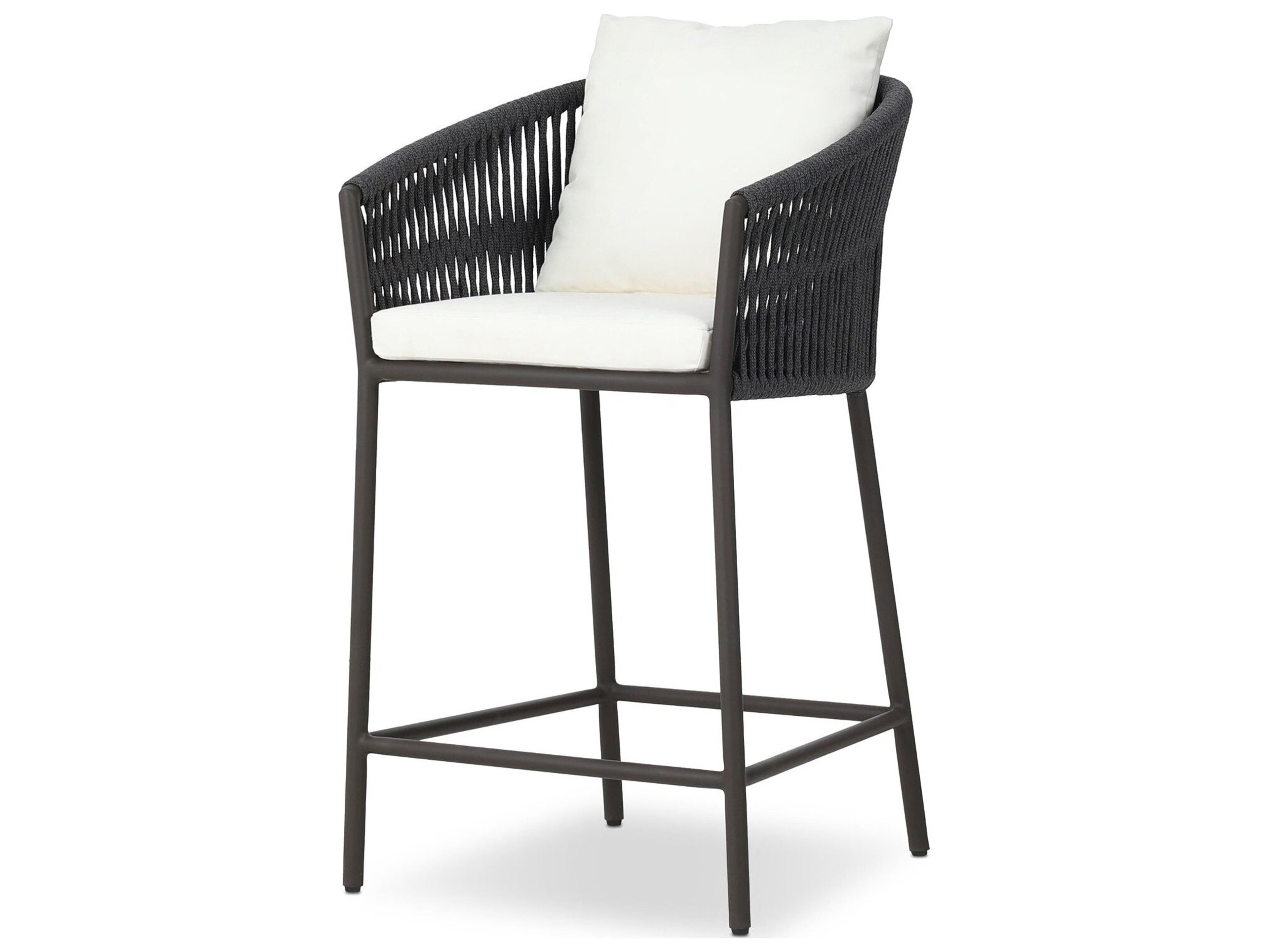 Solano Porto Bronze Aluminum Cushion Counter Stool in Arashi Salt