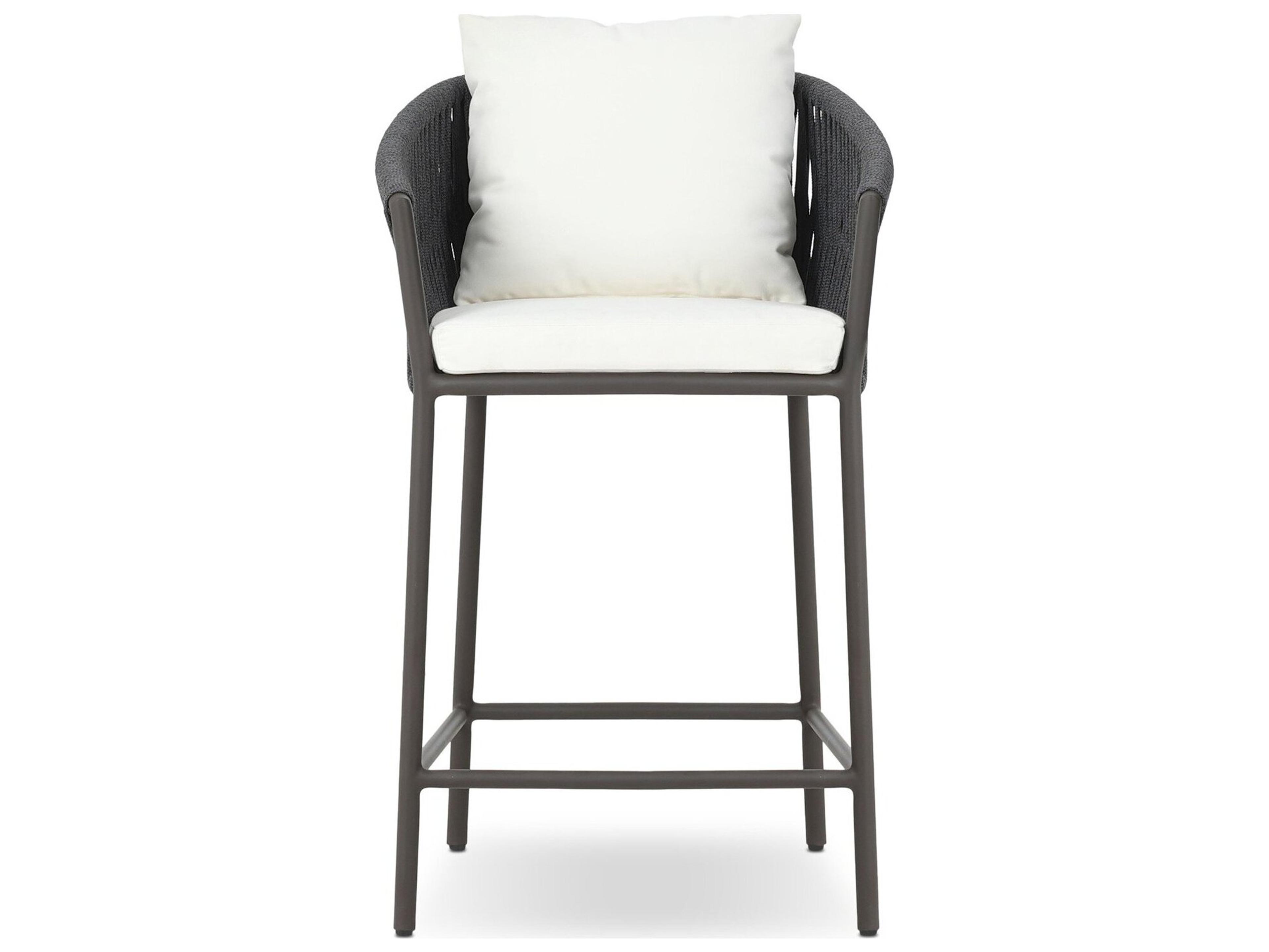 Four Hands Outdoor Solano Porto Bronze Aluminum Cushion Counter Stool in Arashi Salt