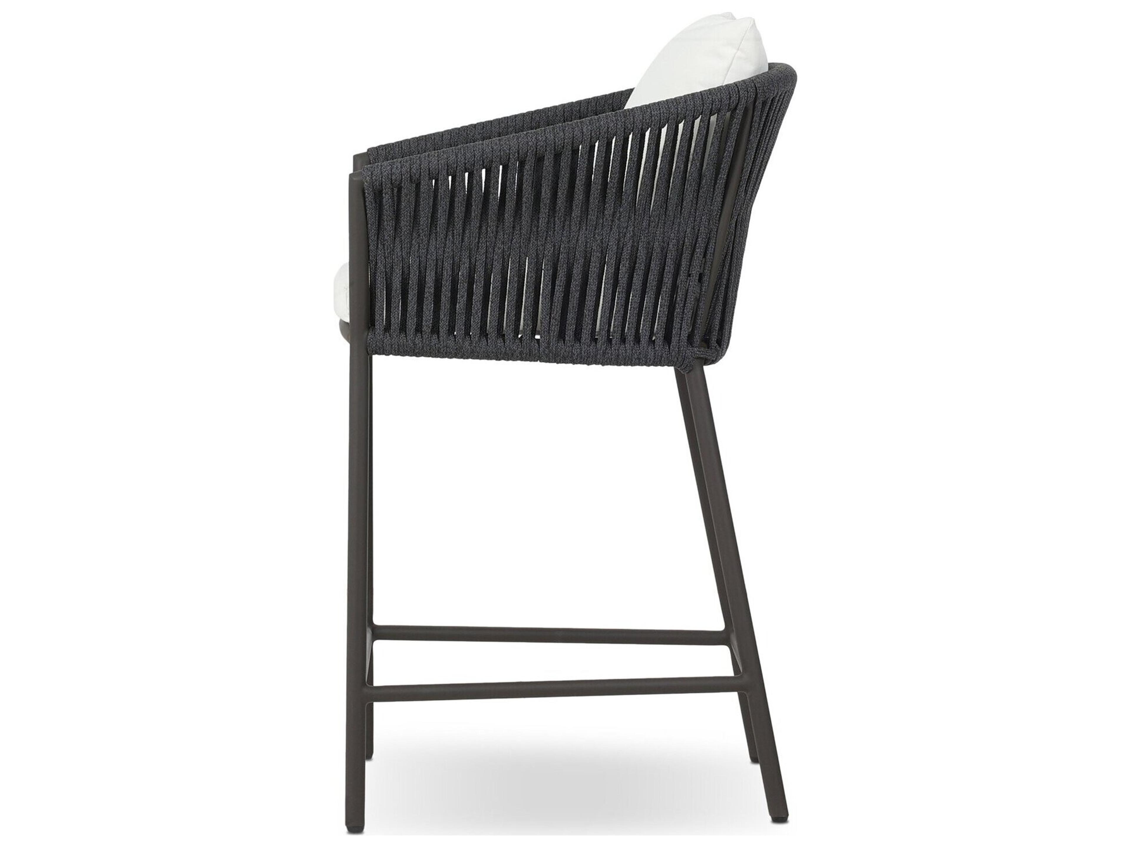 Four Hands Outdoor Solano Porto Bronze Aluminum Cushion Counter Stool in Arashi Salt