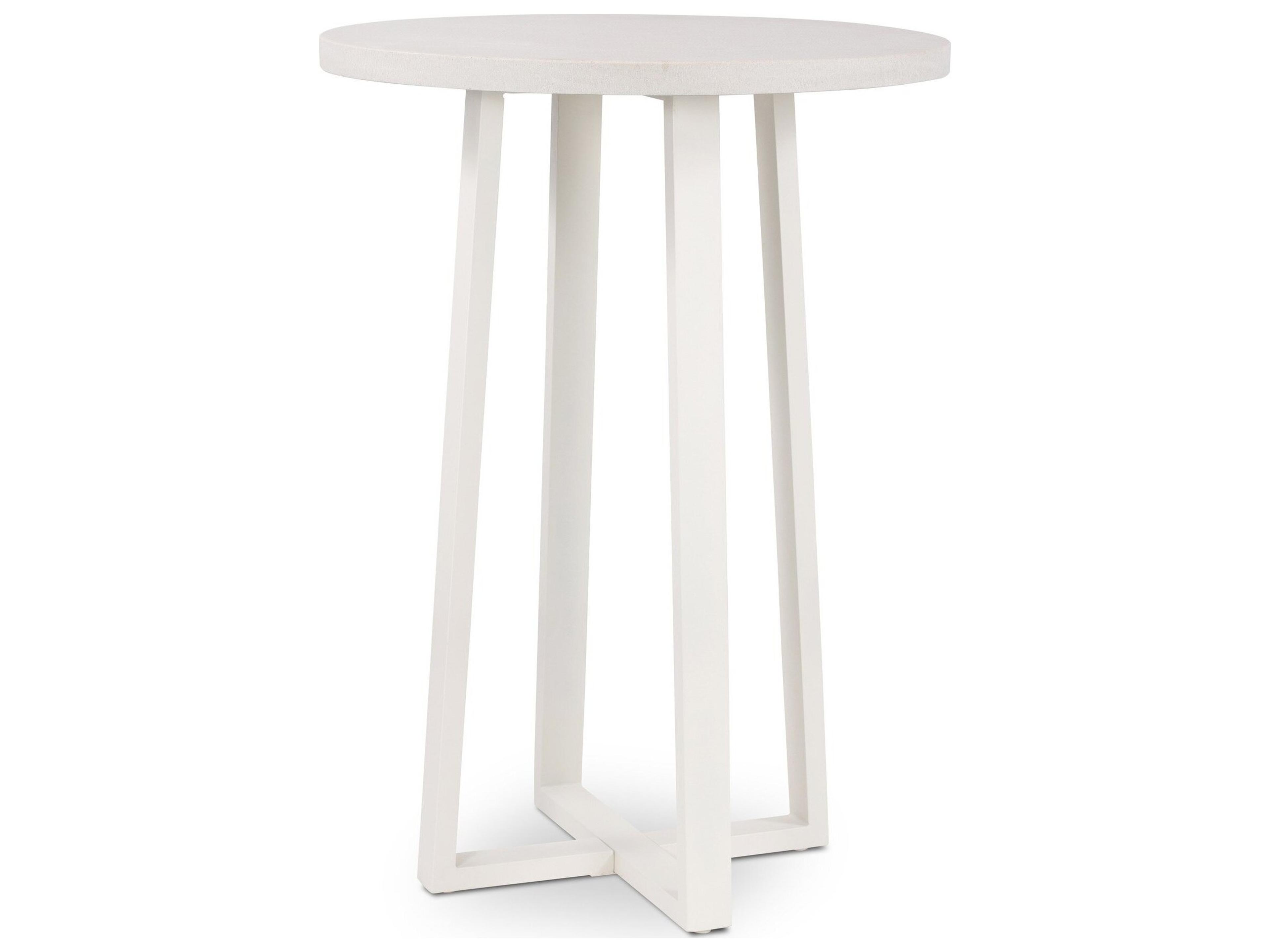 Globetrotter Outdoor Natural White / Sand Resin Metal Stone Teak Round Bar Table