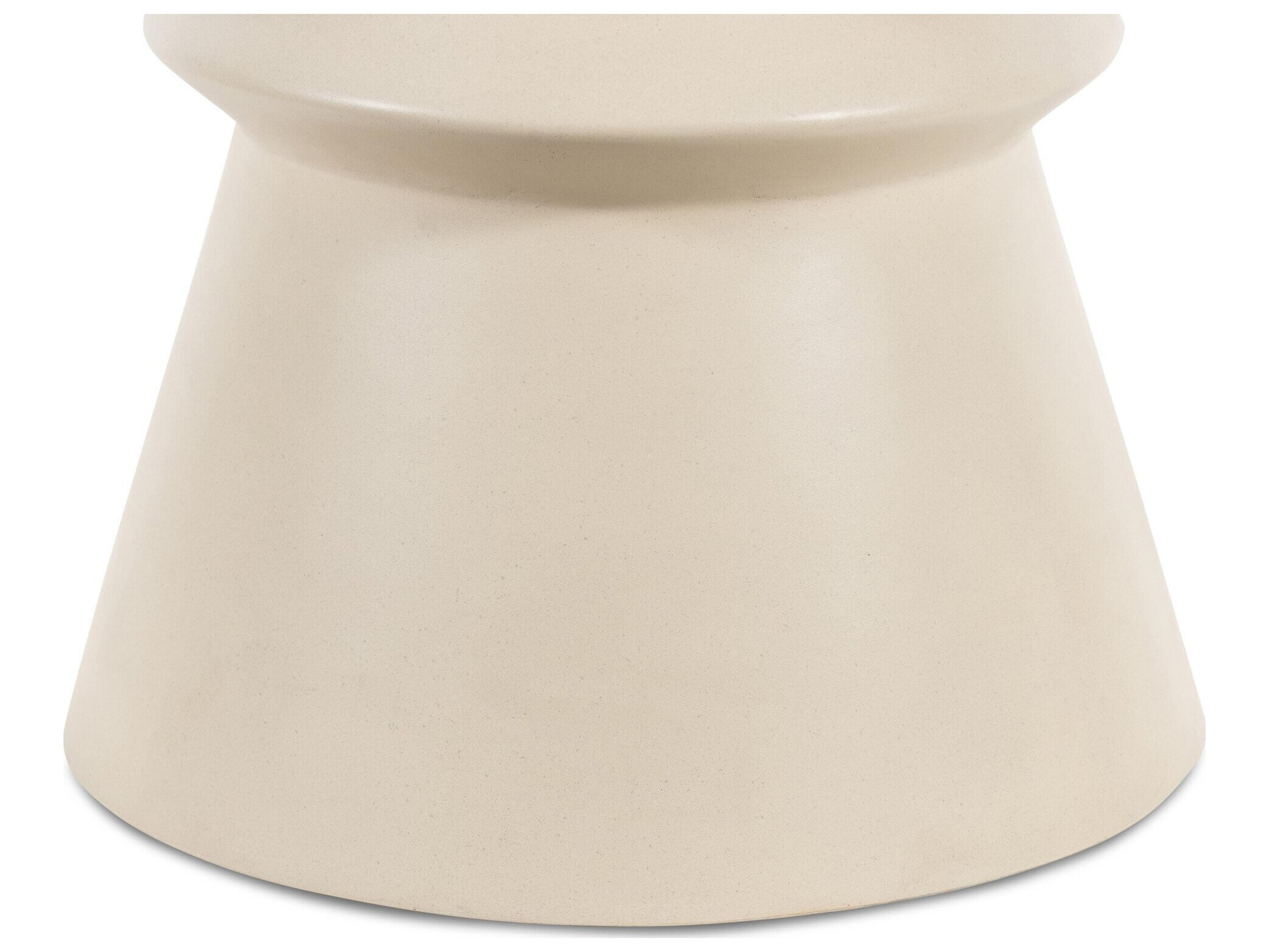 Four Hands Outdoor Everett Parchment White Concrete Round End Table