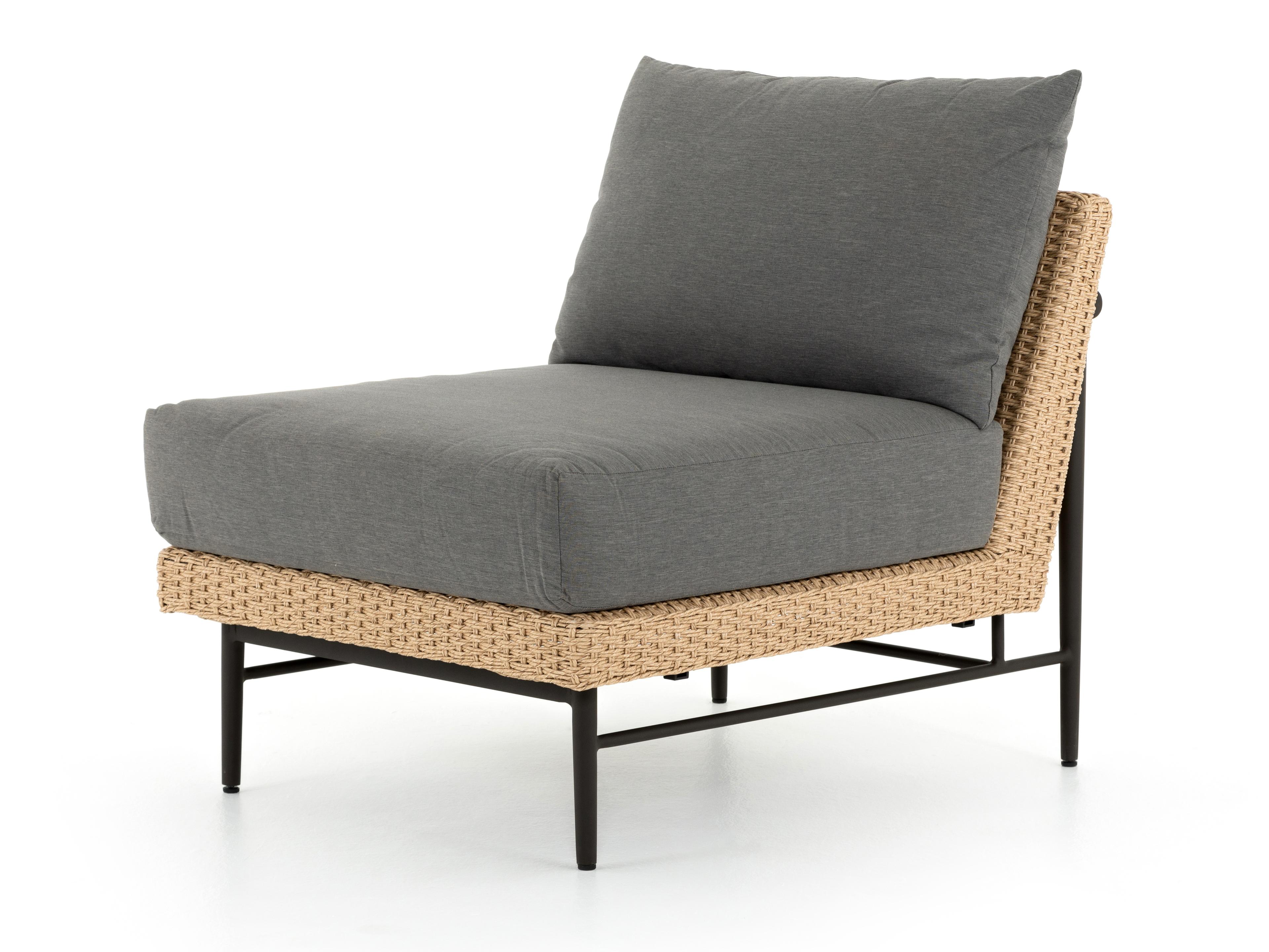 Globetrotter Outdoor Natural Hyacinth / Teak Bronze Aluminum Resin Lounge Chair with Charcoal Cushion