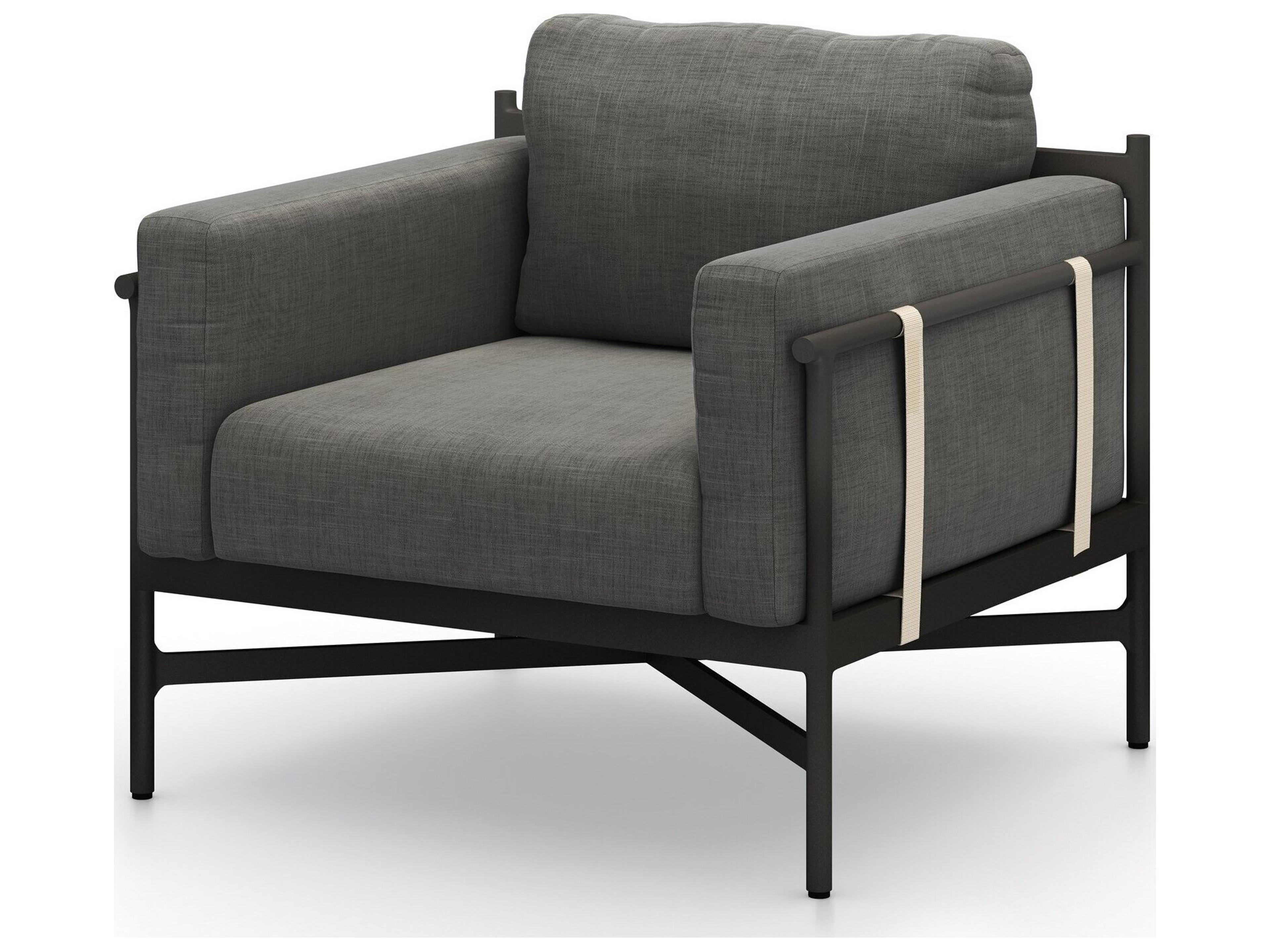 Solano Hearst Bronze Aluminum Cushion Lounge Chair in Venao Charcoal