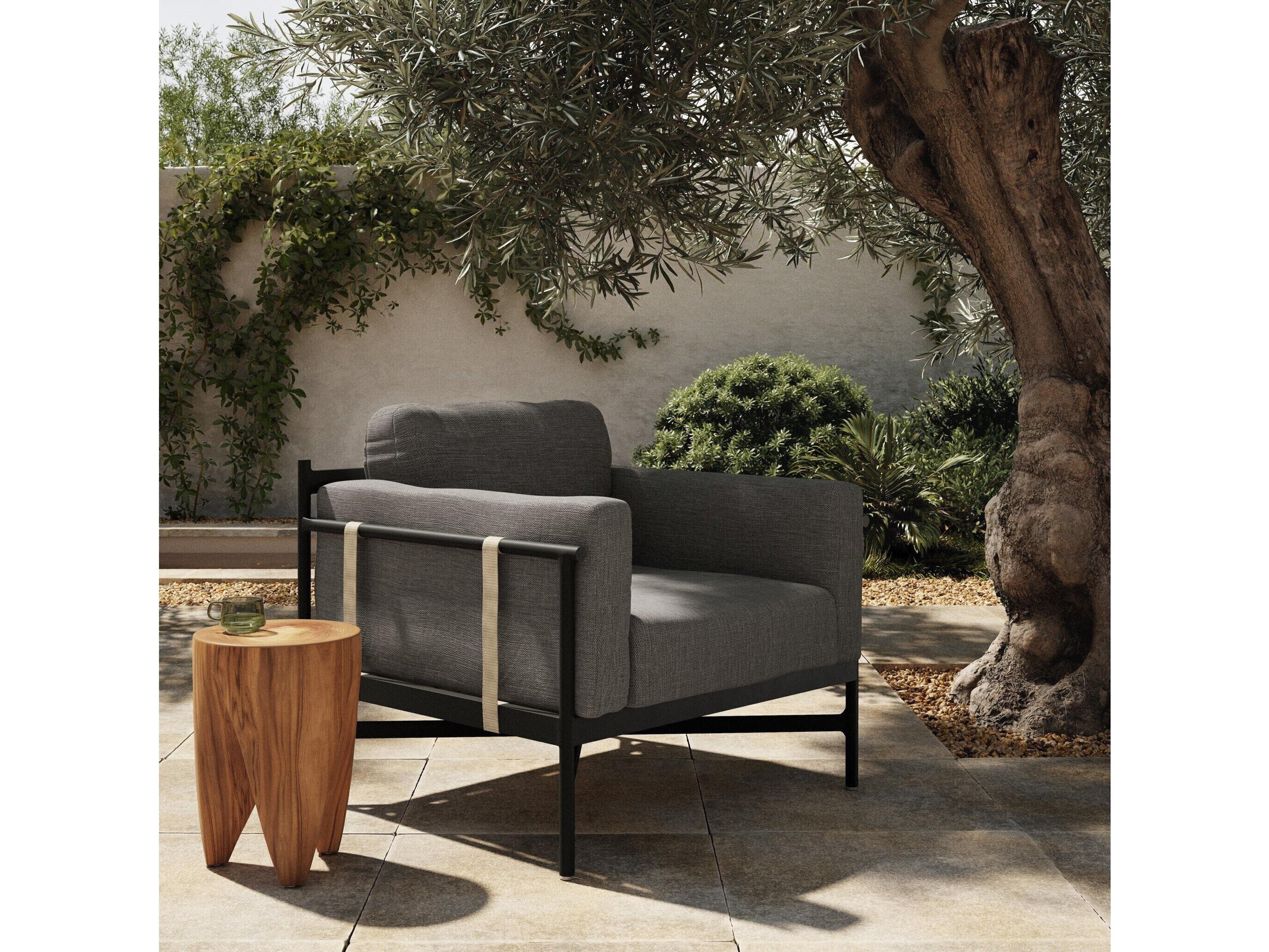 Four Hands Outdoor Solano Hearst Bronze Aluminum Cushion Lounge Chair in Venao Charcoal