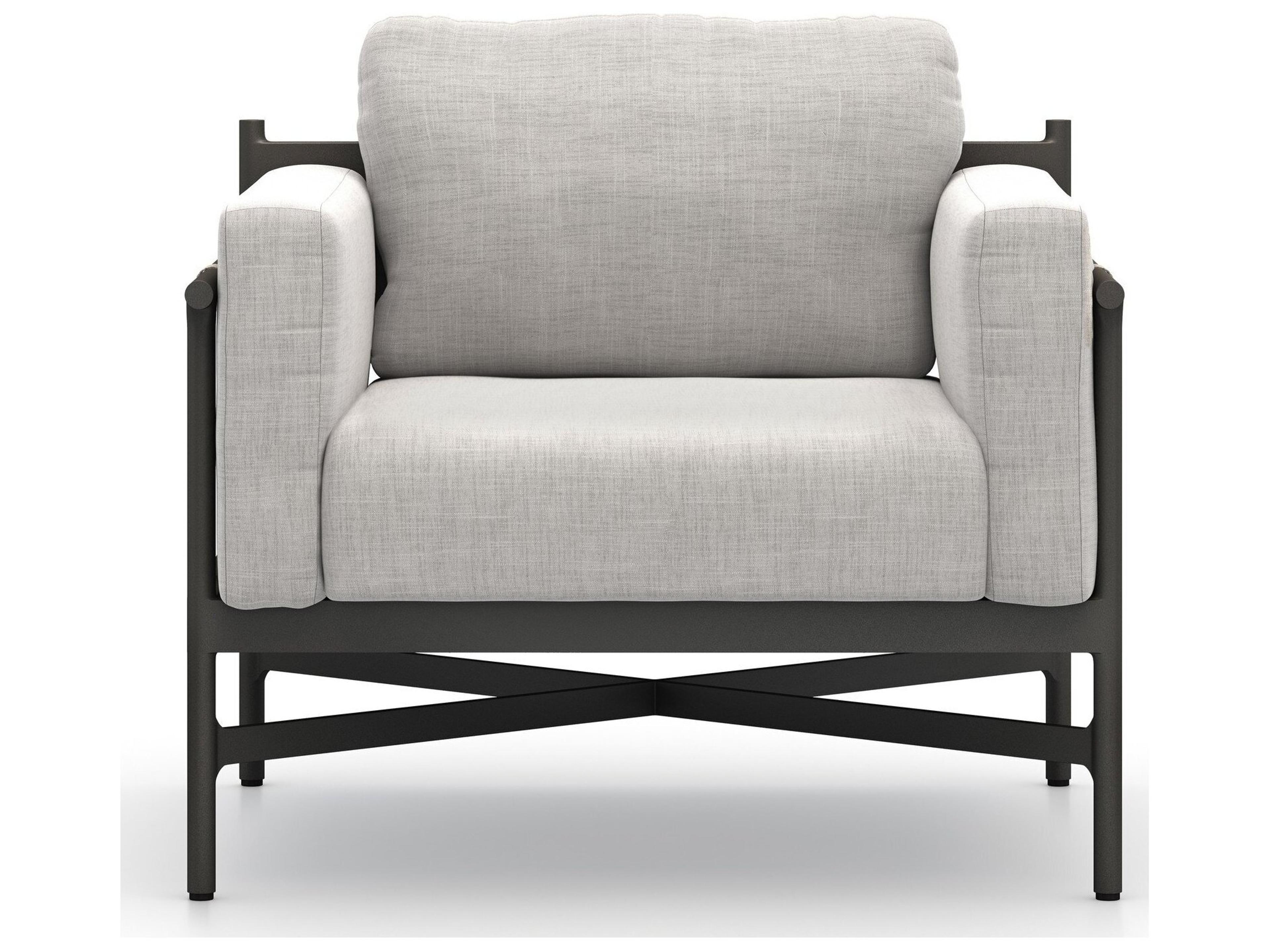 Four Hands Outdoor Solano Hearst Bronze Aluminum Cushion Lounge Chair in Venao Grey