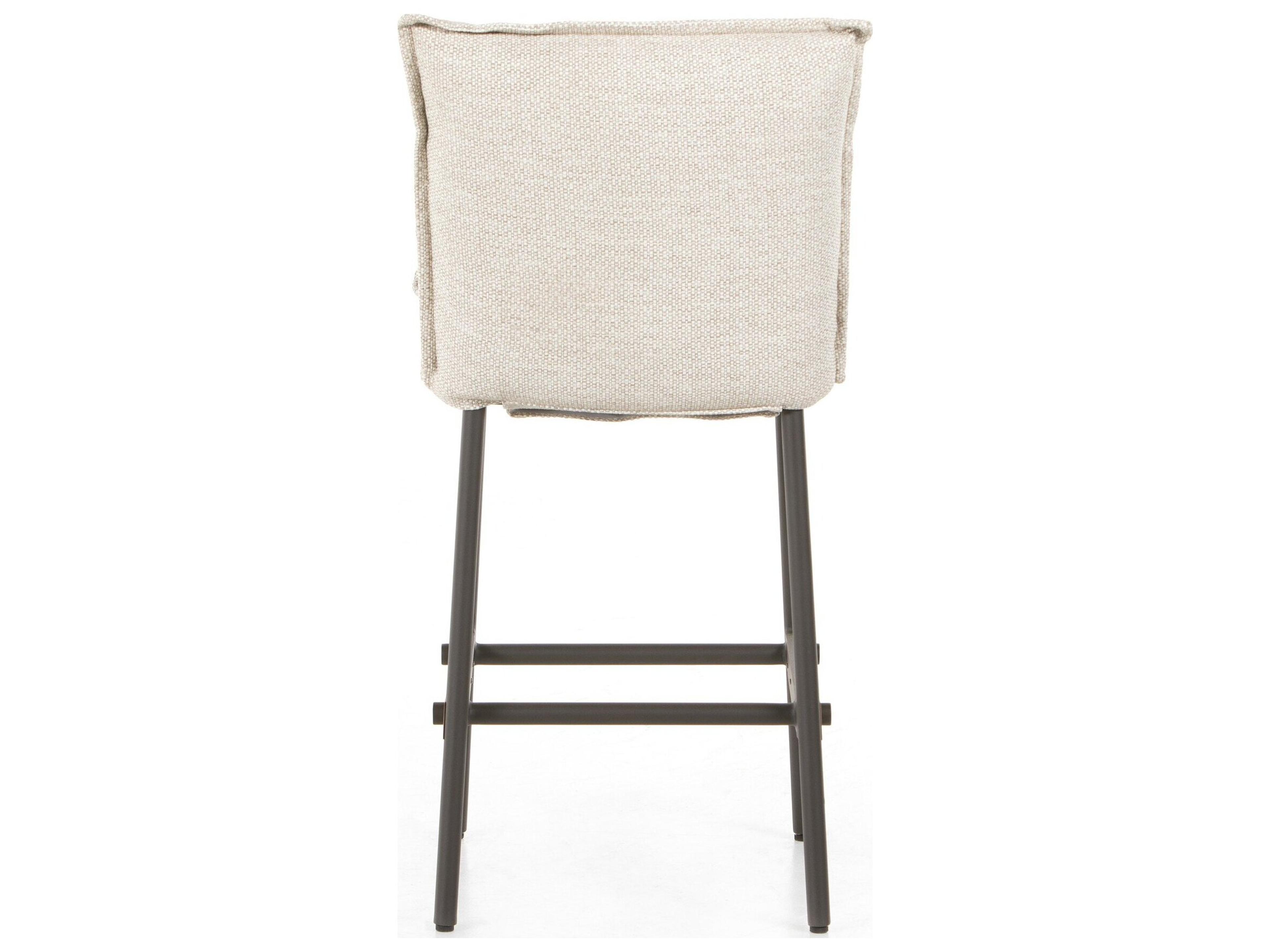 Four Hands Outdoor Solano Bronze Aluminum / Natural Teak Counter Stool with Faye Sand Cushion