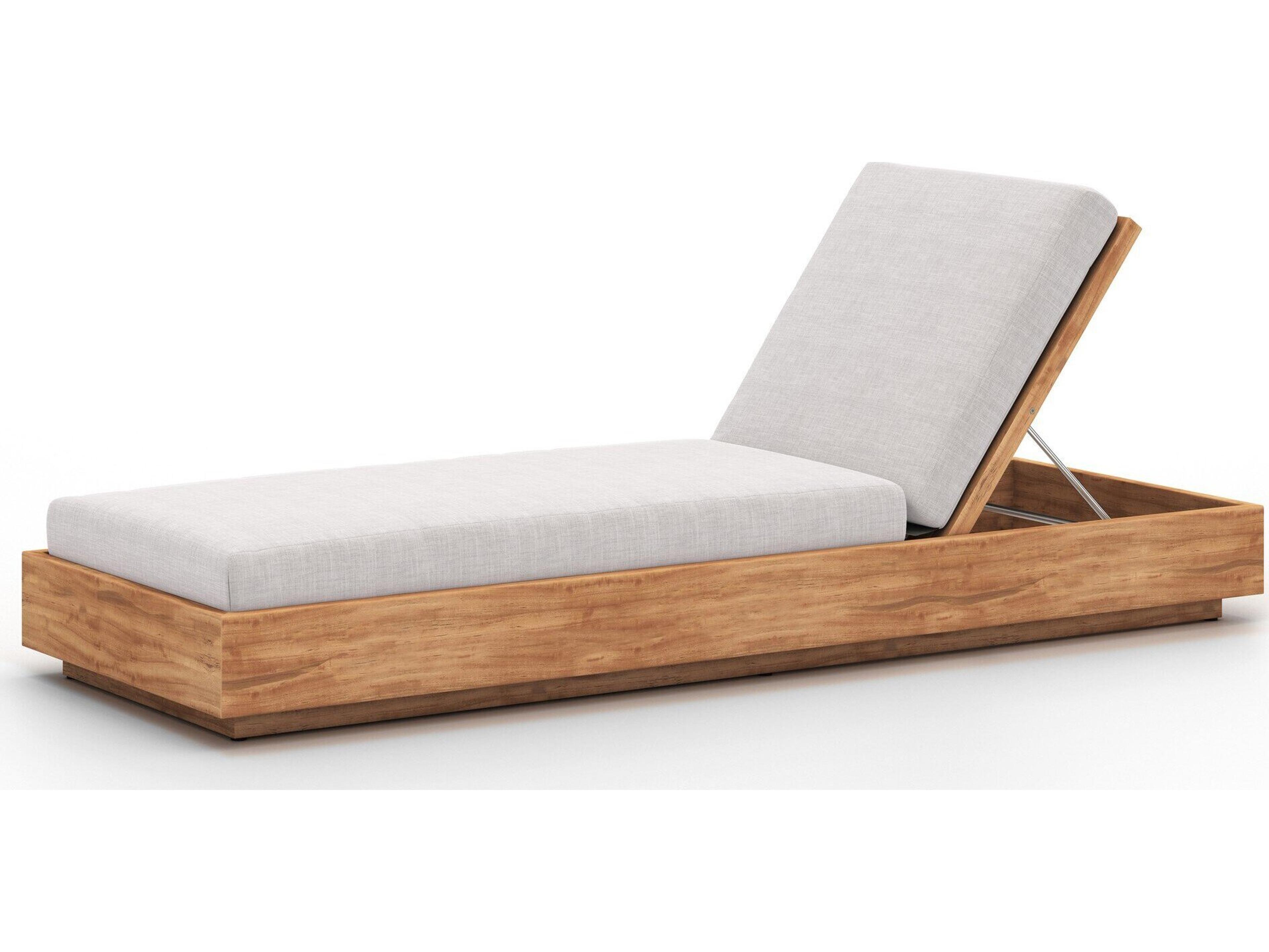 Globetrotter Outdoor Natural Teak Resin with Stone Grey Cushion Chaise Lounge